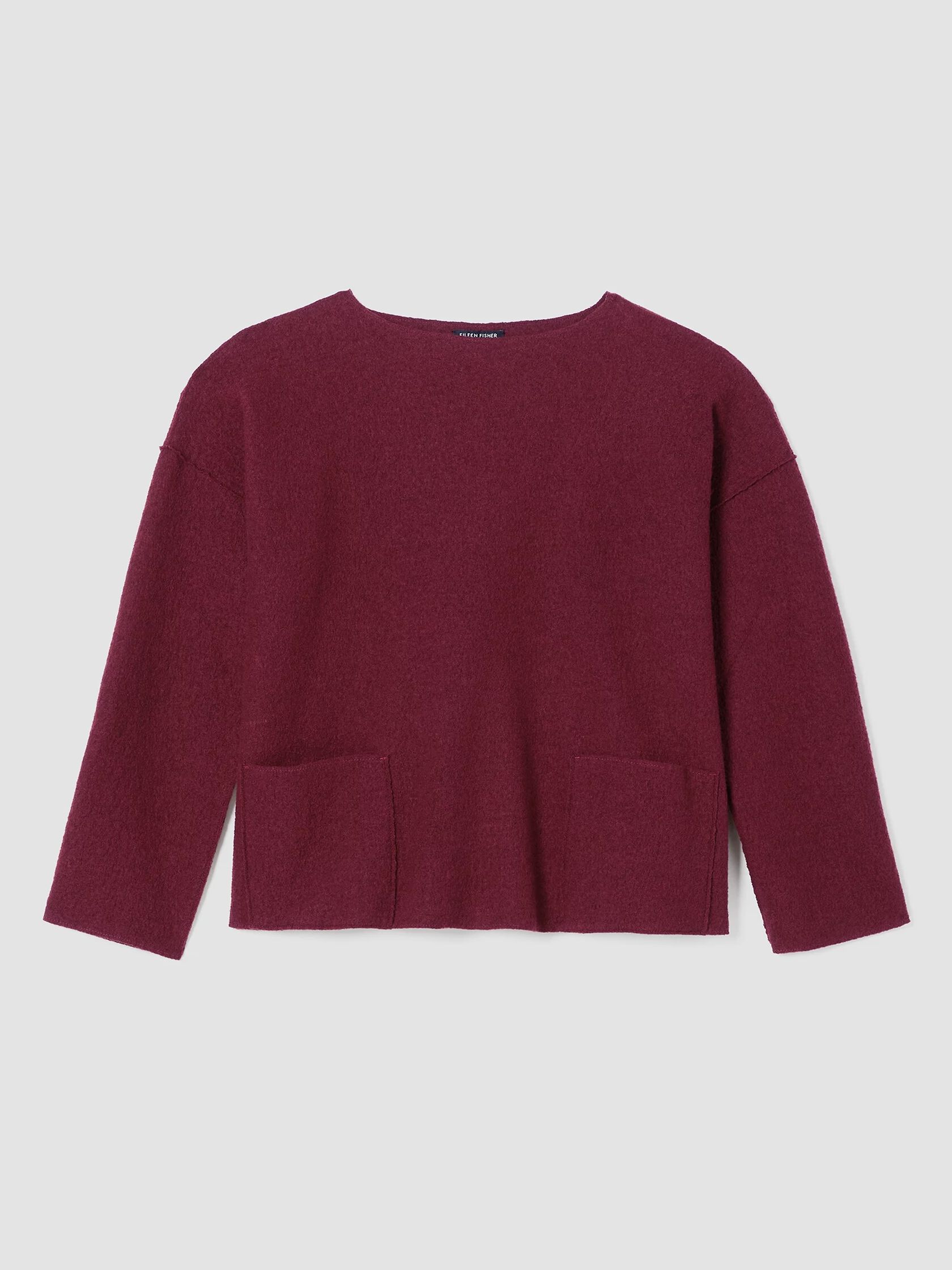 Lightweight Boiled Wool Bateau Neck Top in Regenerative Wool