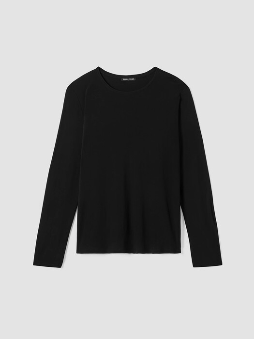 Stretch Silk Jersey Crew Neck Top