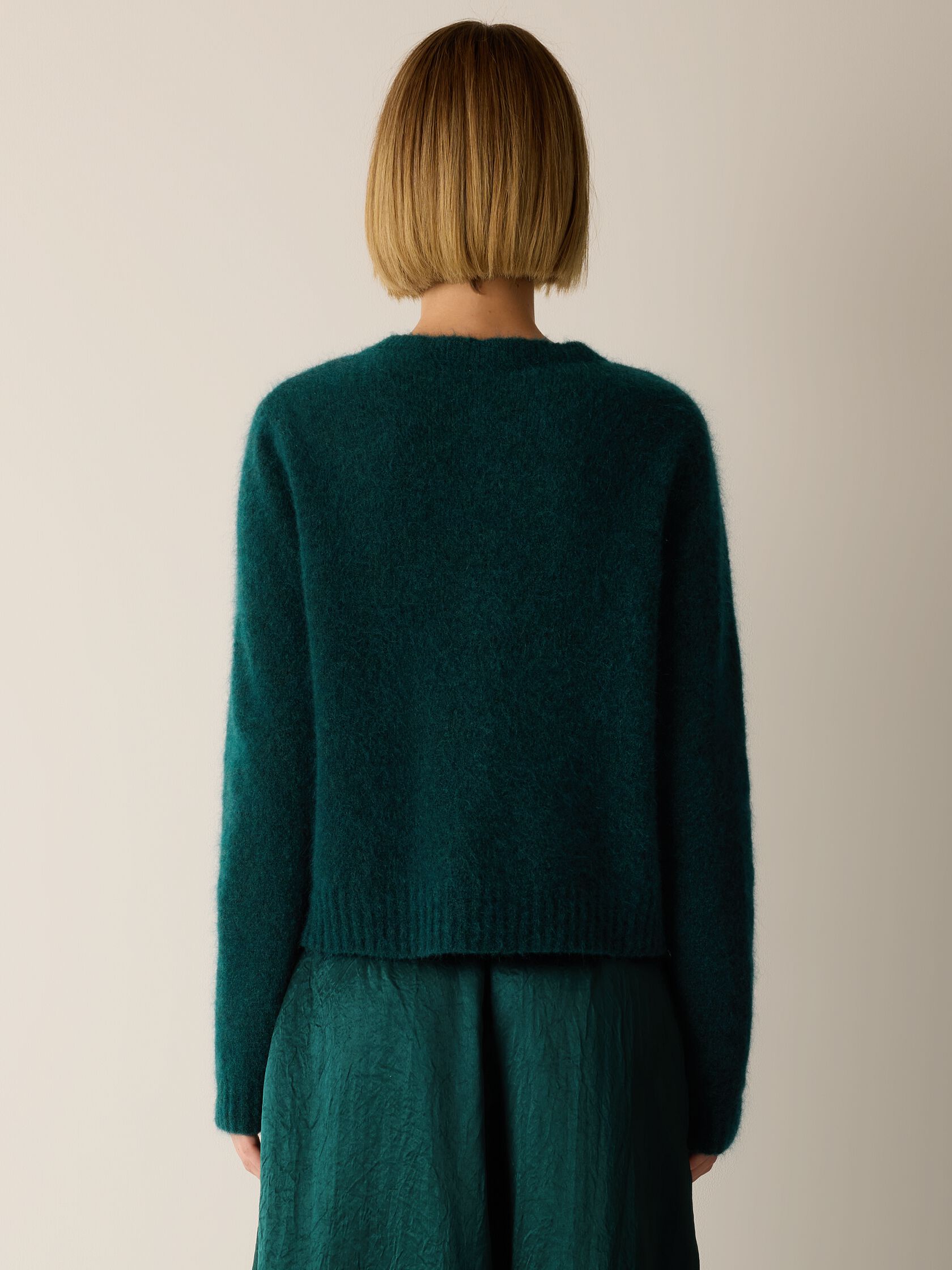 Mohair Plush M&eacute;lange Crew Neck Cardigan
