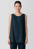 Silk Georgette Crepe Ballet Neck Long Tank