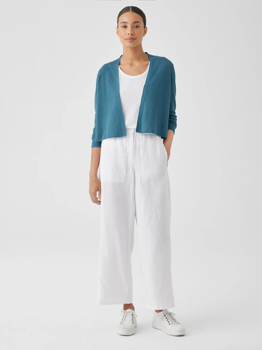 Organic Linen Cotton Airy Tuck Cropped Cardigan