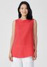 Garment-Dyed Handkerchief Linen Mock Neck Top