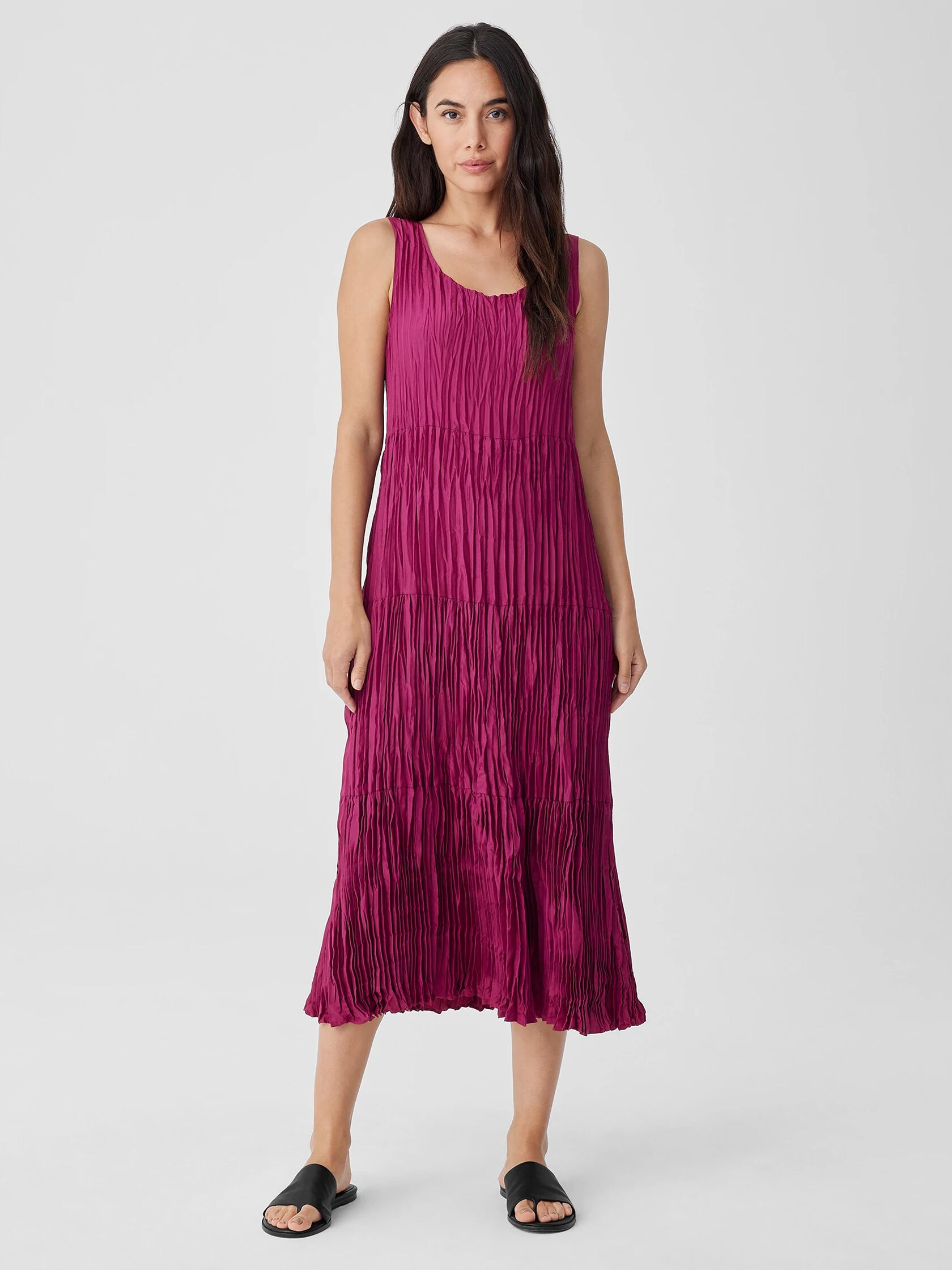 Crushed Silk Tiered Dress