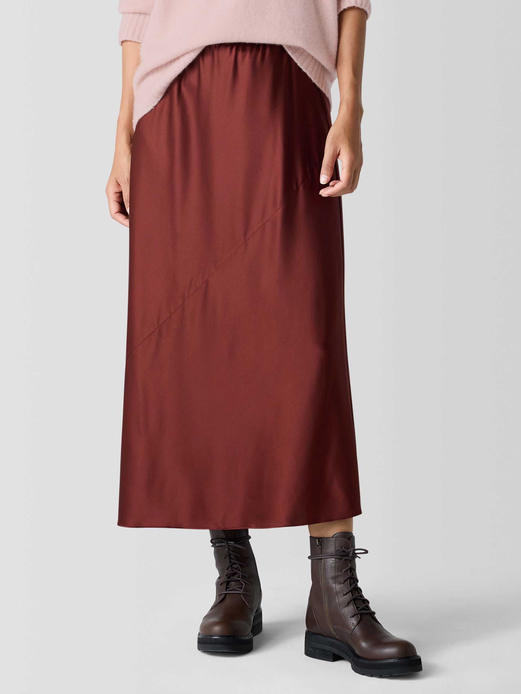 Stretch Silk Charmeuse Bias Skirt