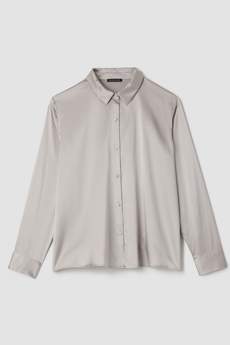 Stretch Silk Charmeuse Classic Collar Shirt Stretch Silk Charmeuse Classic Collar Shirt