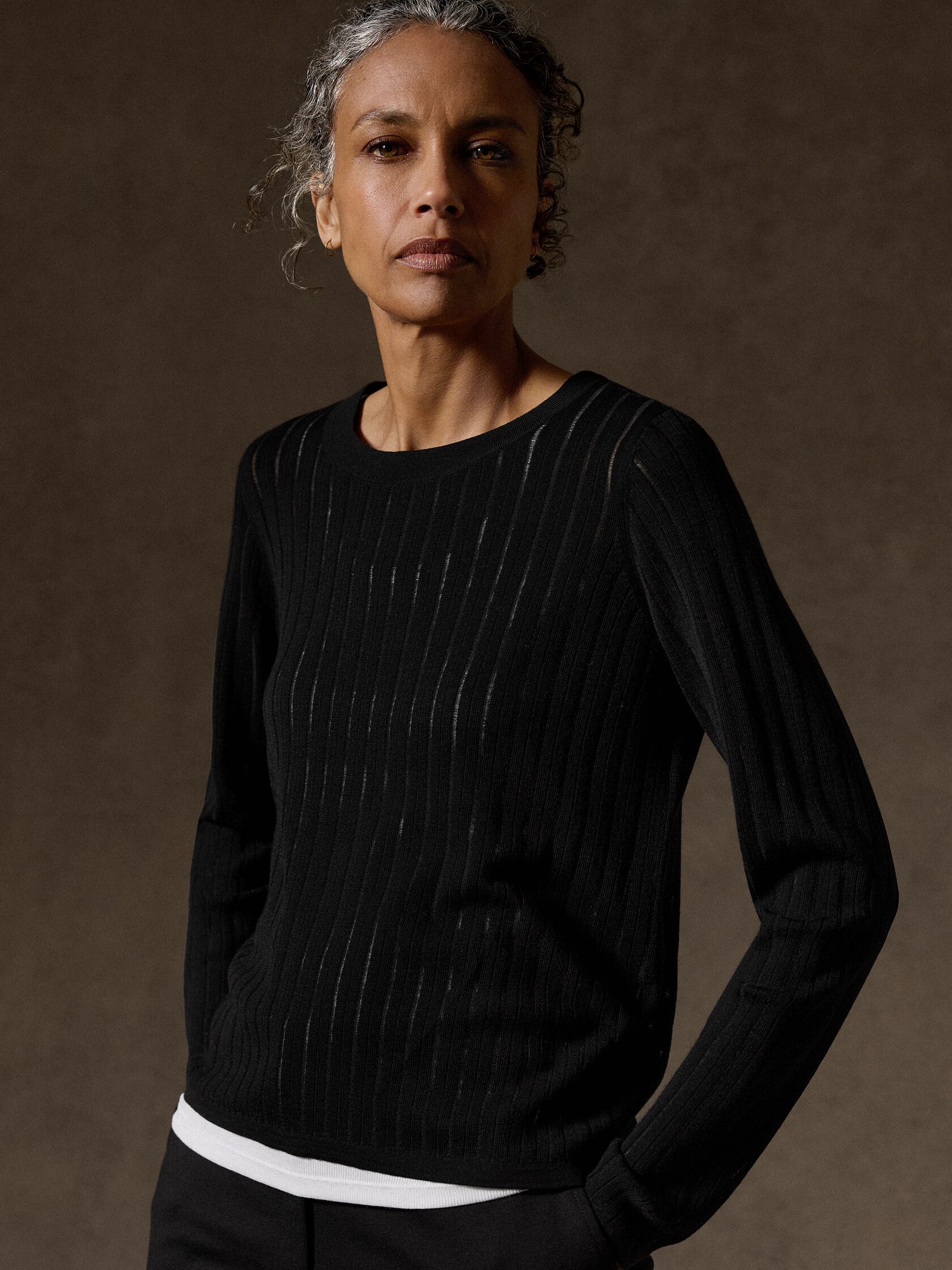 Superfine Merino Crew Neck Top in Regenerative Wool