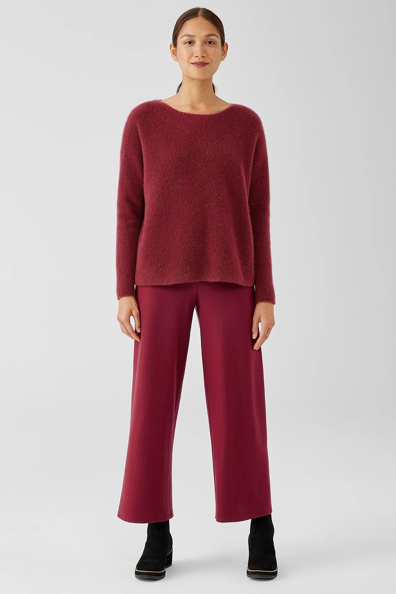 Eileen Fisher Slim Ankle in Deep Claret Washable Stretch Crepe Pants S Eileen Fisher Slim Ankle in Deep Claret Washable Stretch Crepe Pants S