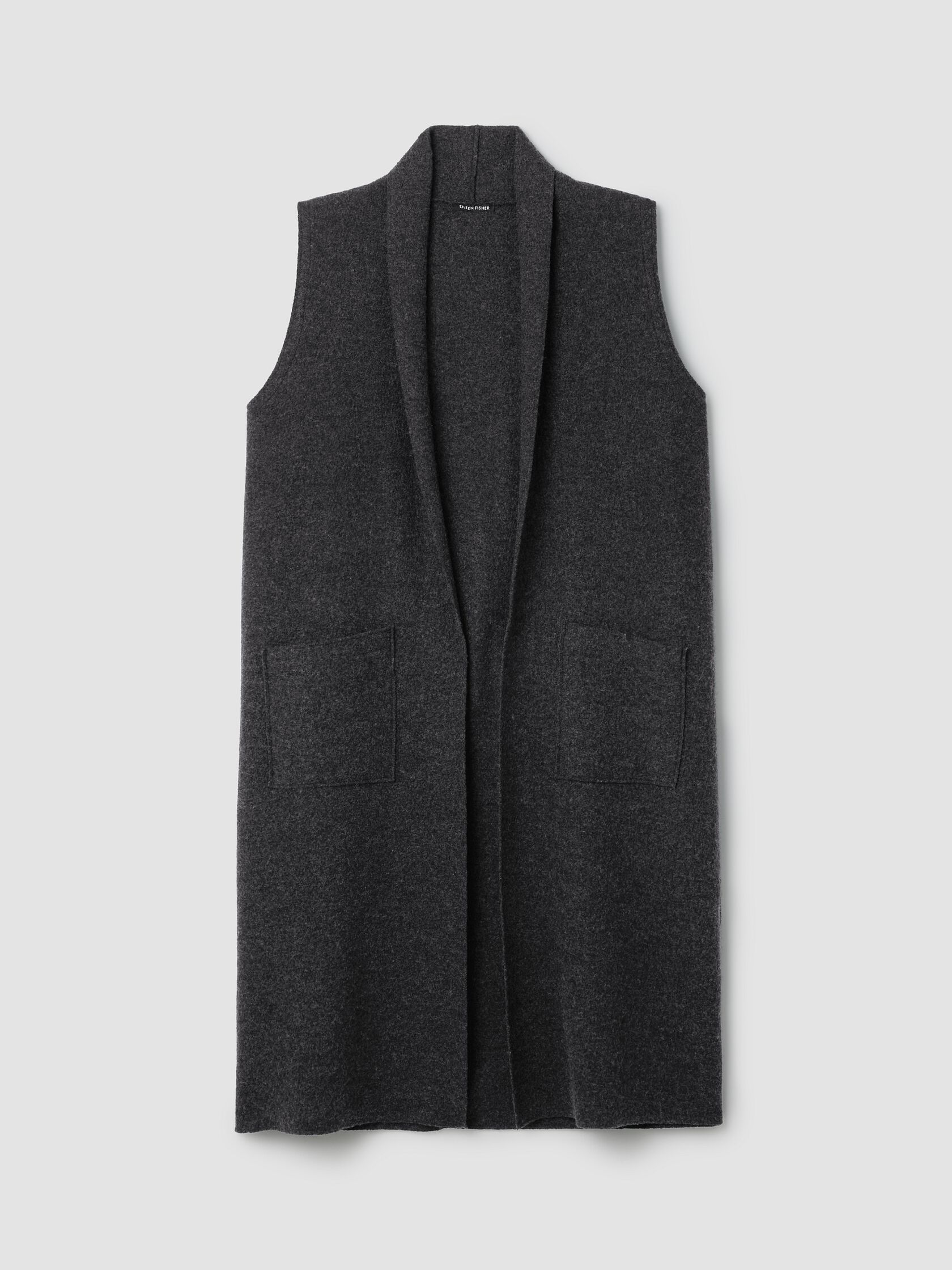 Lightweight Boiled Wool Shawl Collar Vest in Regenerative Wool