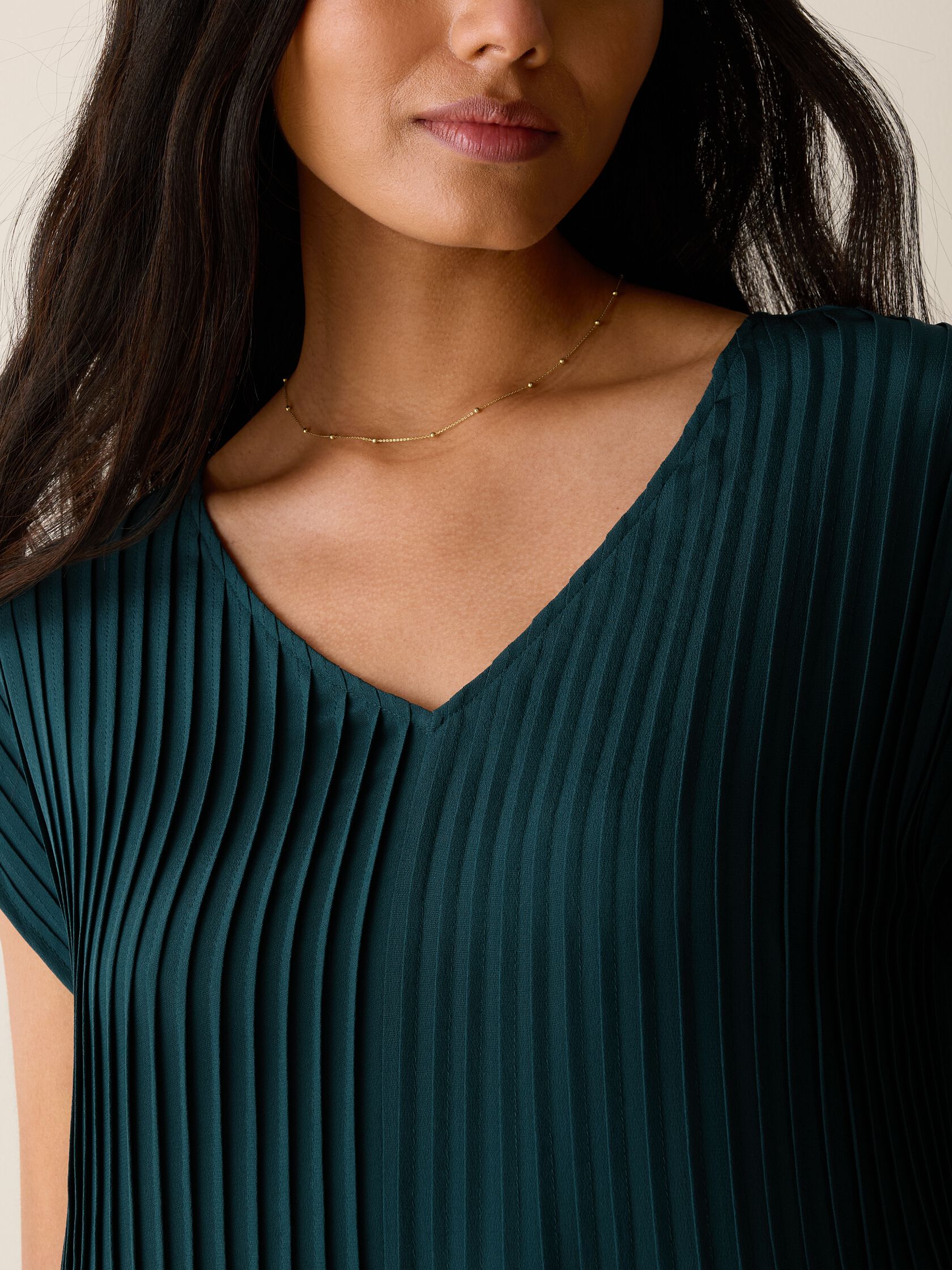 Silk Crepe de Chine V-Neck Dress