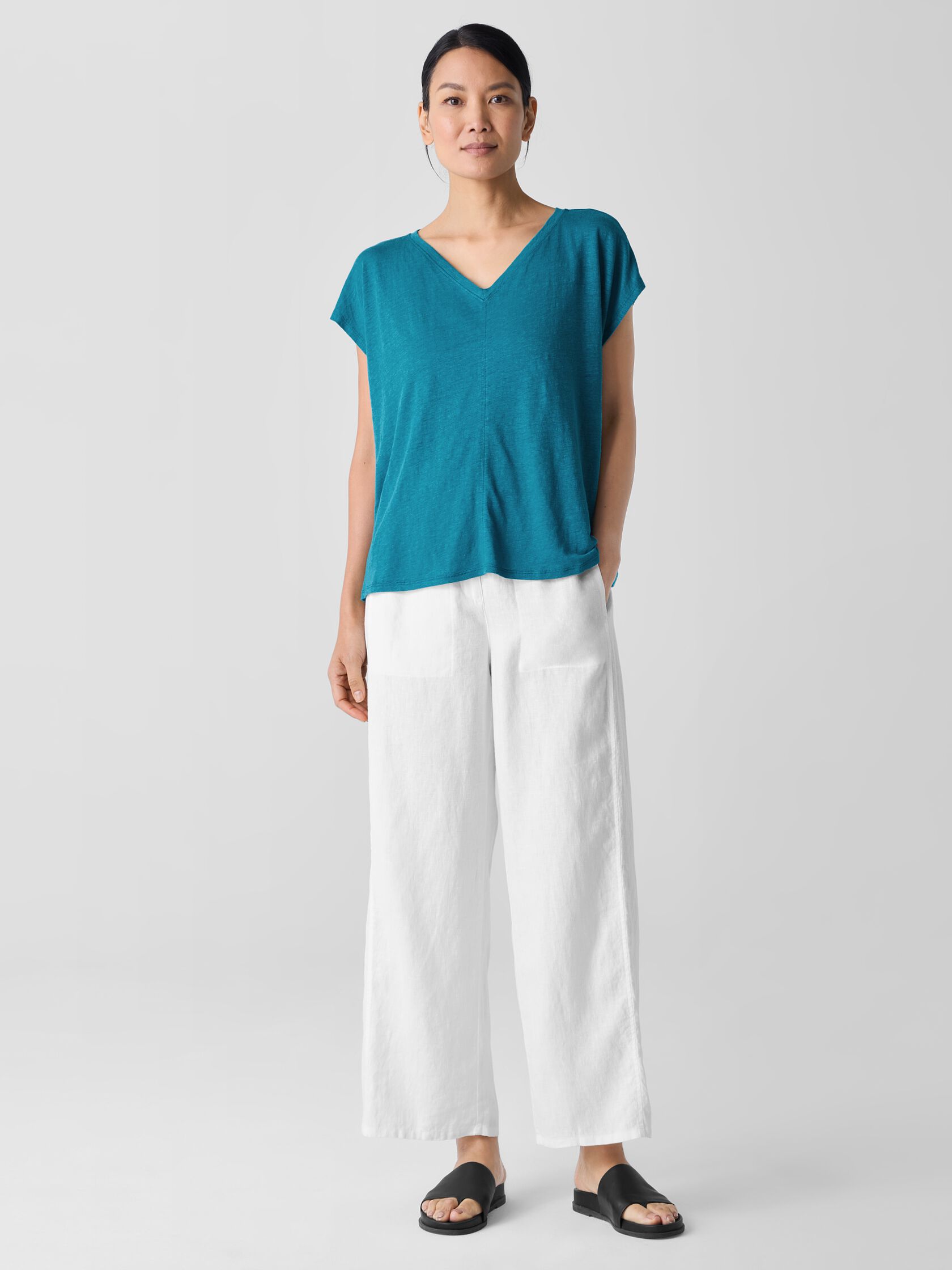 Organic Linen Jersey V-Neck Tee