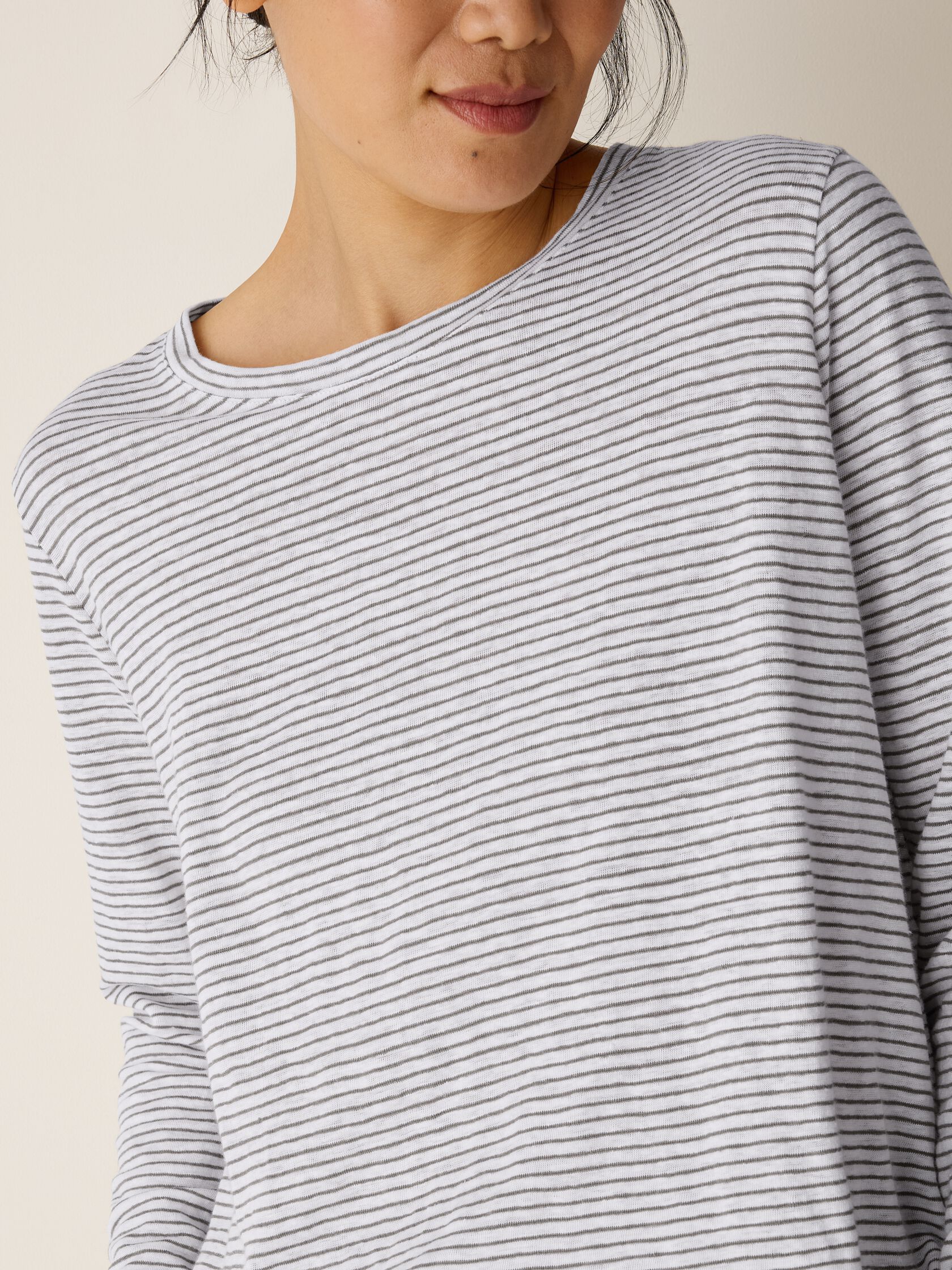 Striped Organic Linen Jersey Long-Sleeve Tee