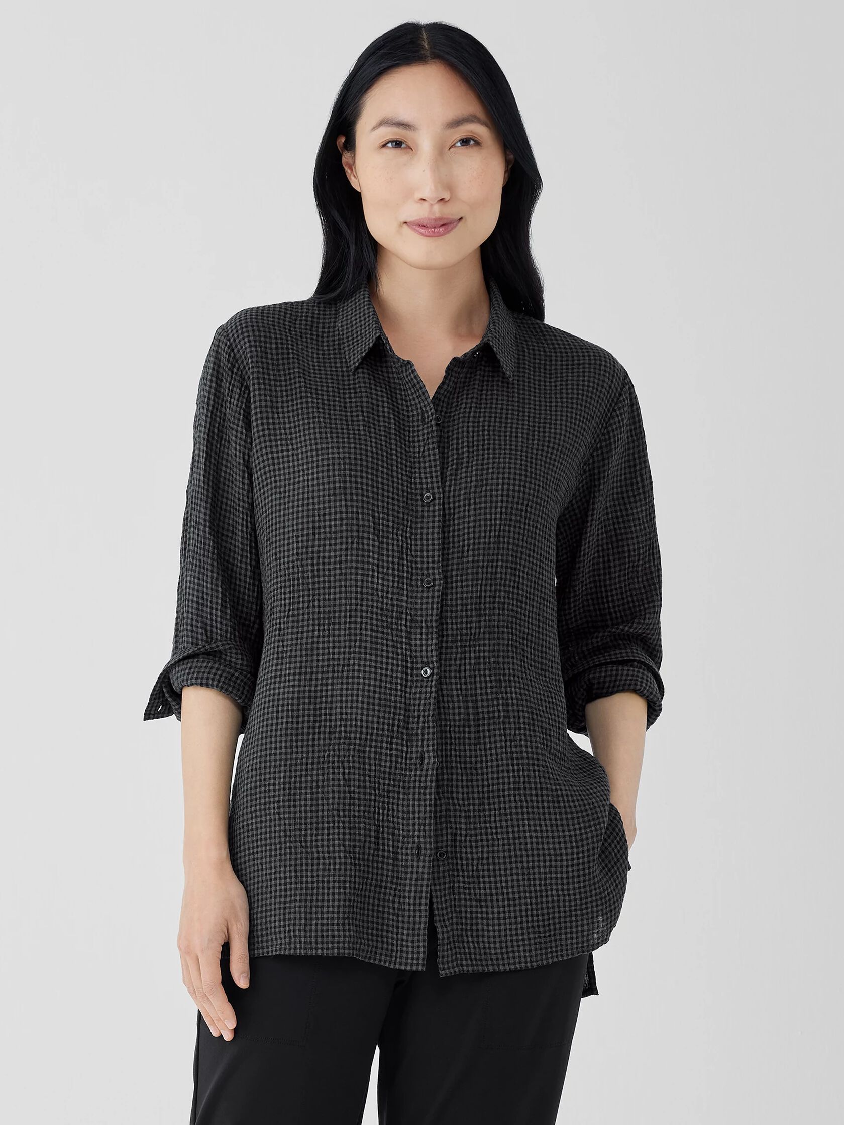 Puckered Organic Linen Classic Collar Shirt