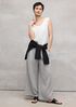 Striped Organic Cotton Gauze Wide-Leg Pant