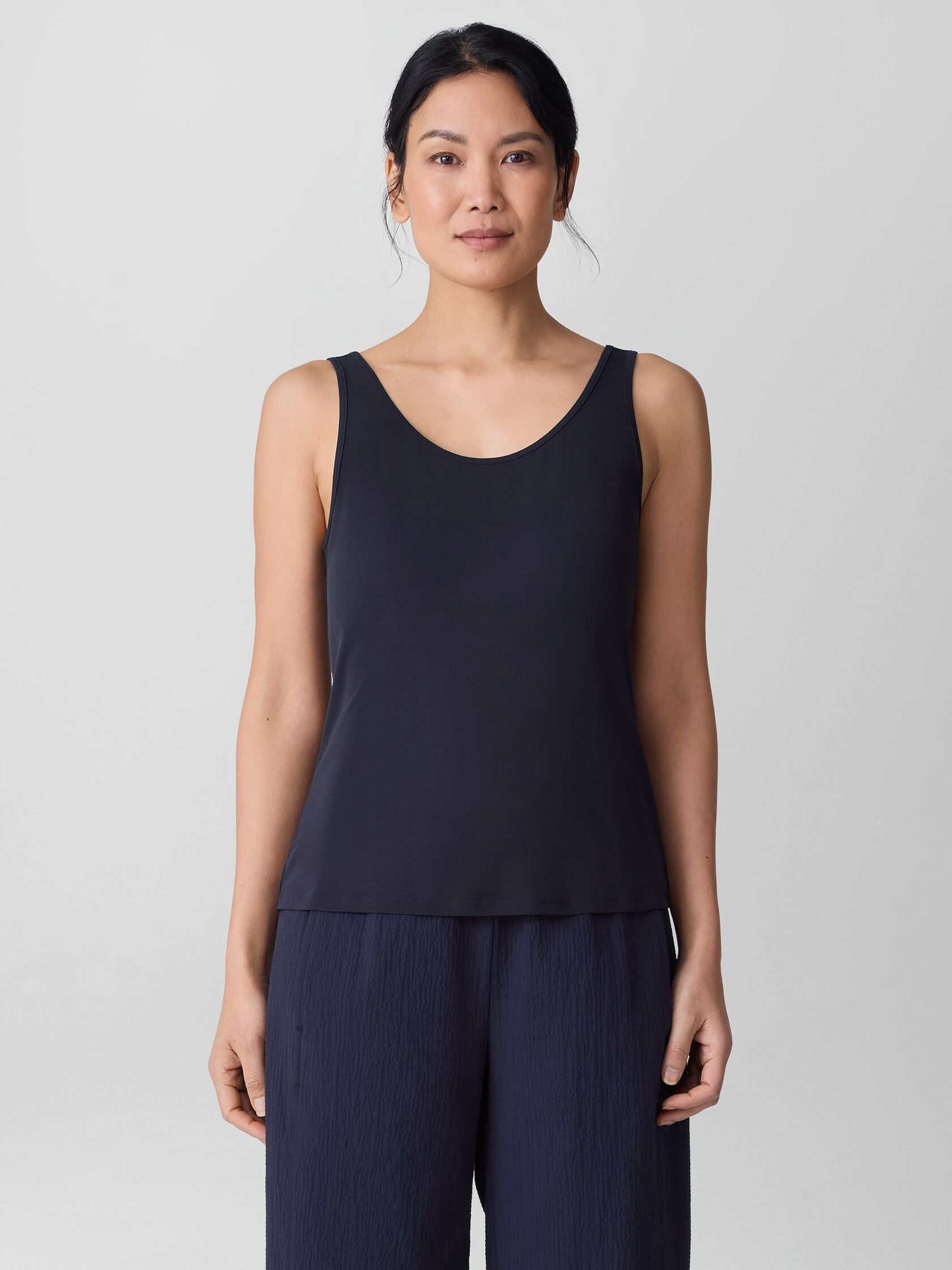 Stretch Silk Jersey Scoop Neck Tank