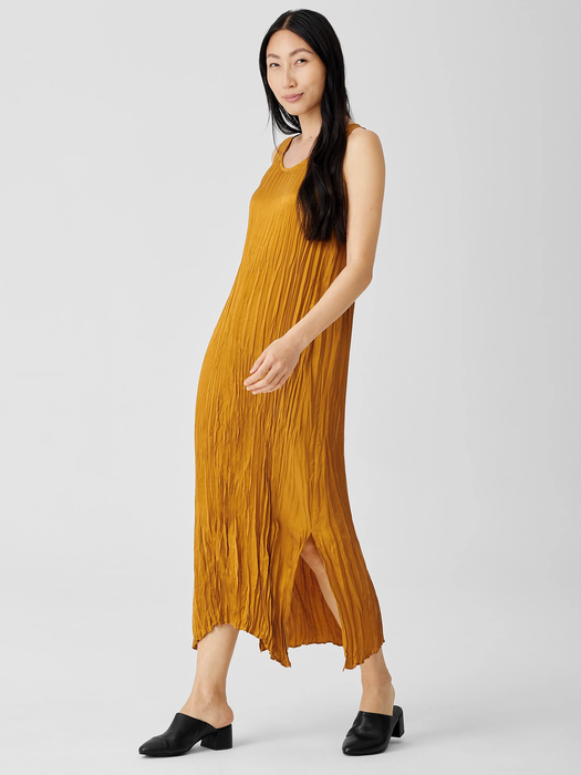 Crushed Cupro Scoop Neck Dress EILEEN FISHER