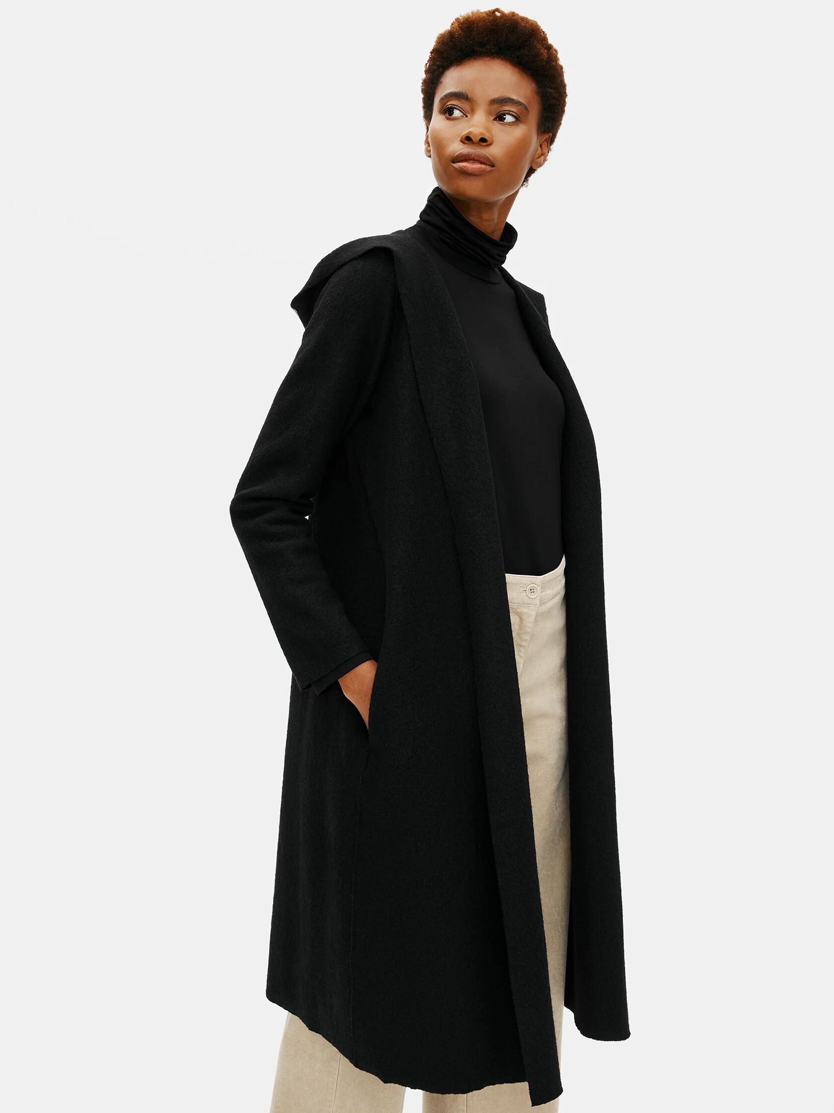 Lightweight Boiled Wool Hooded Jacket in Responsible Wool