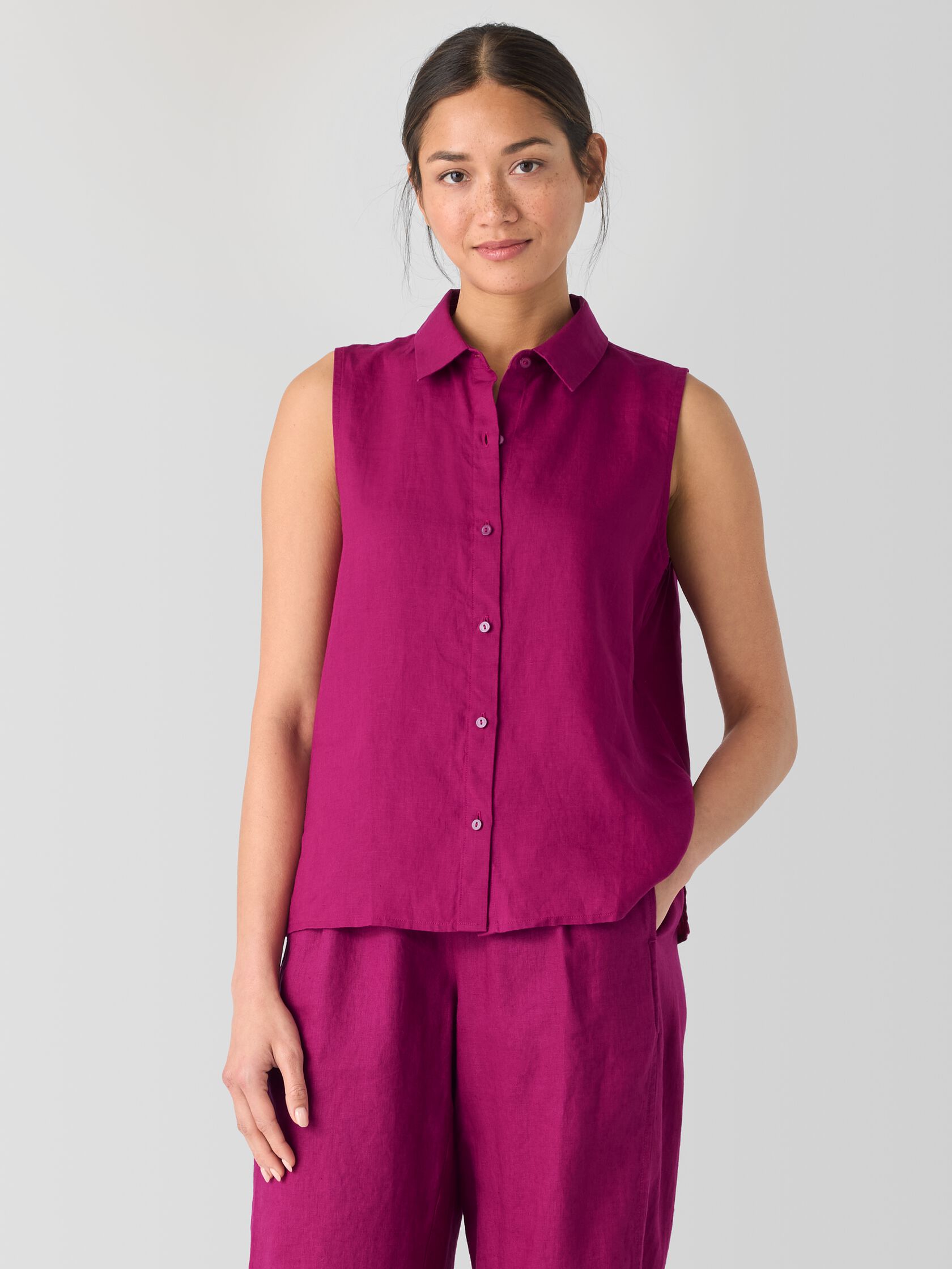 Organic Handkerchief Linen Sleeveless Shirt
