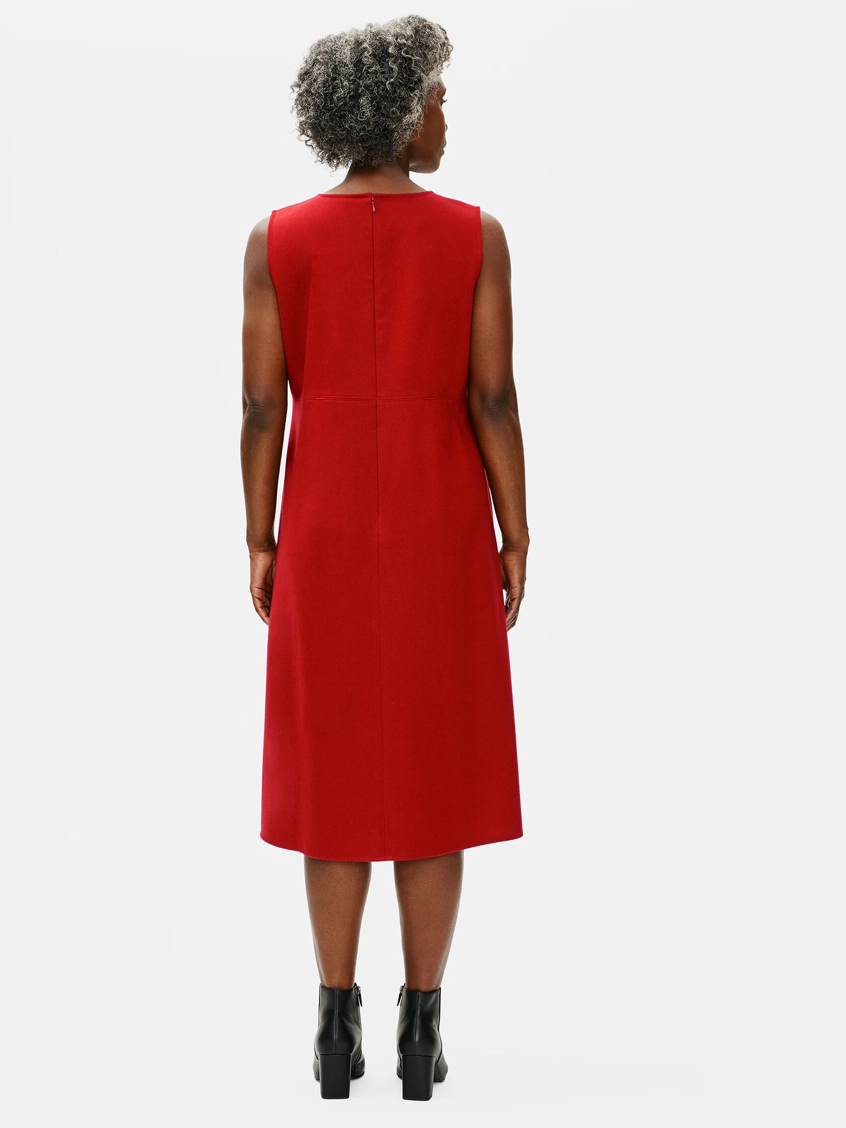 Soft Wool Flannel Crew Neck Dress