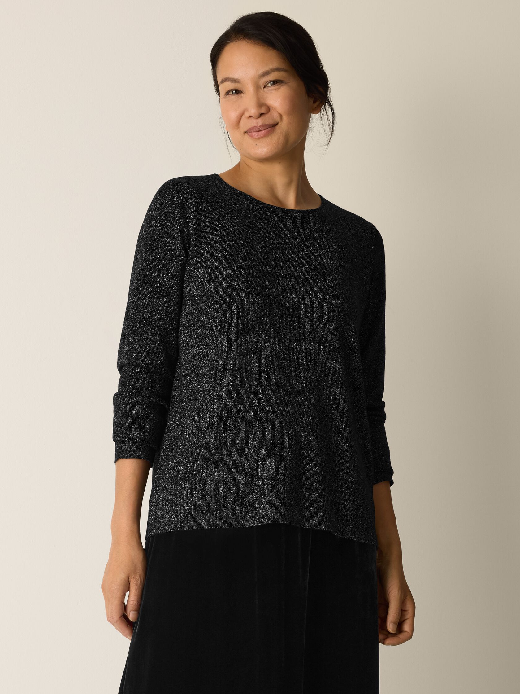 Wool Shimmer Crew Neck Top