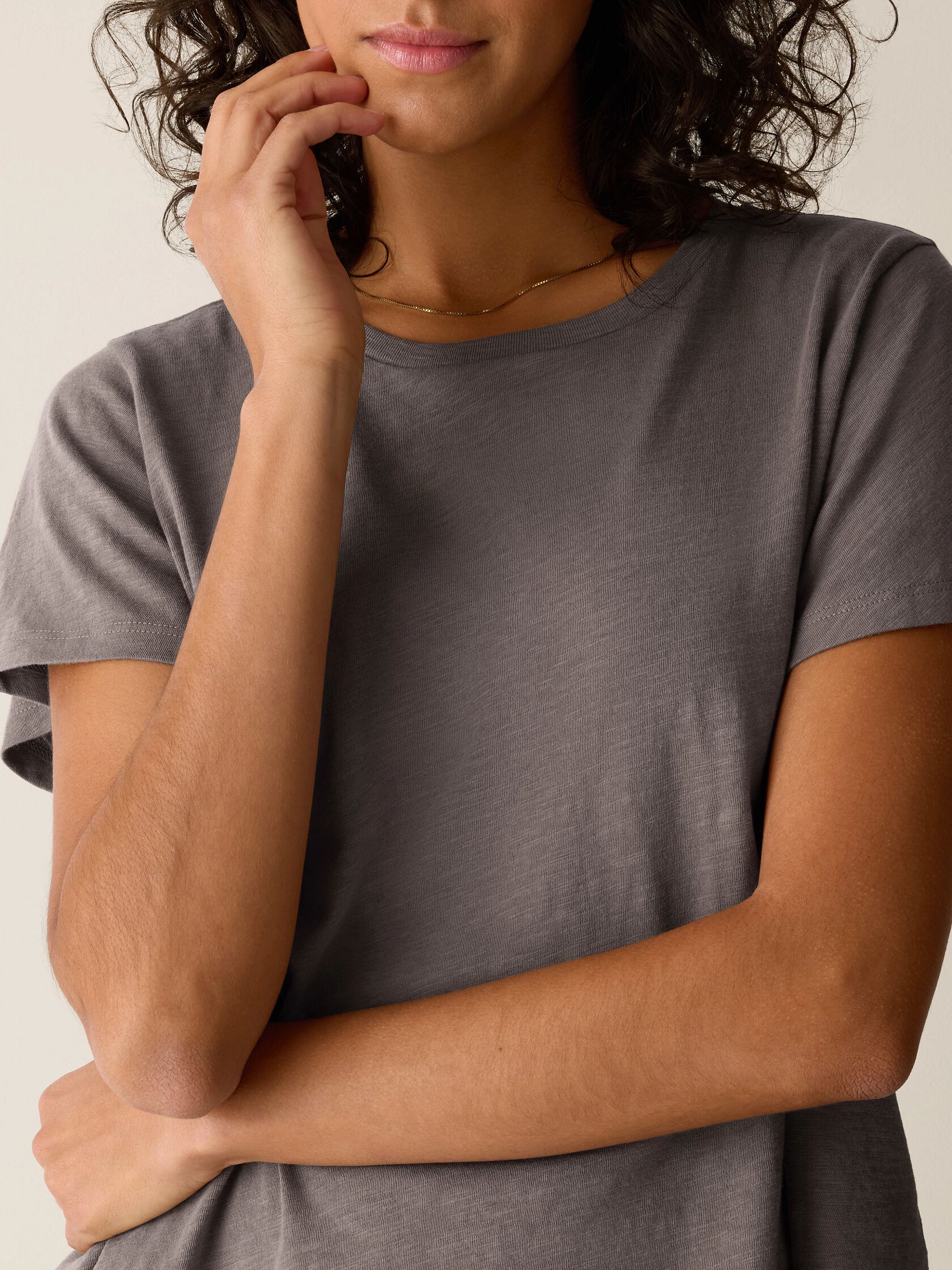 Organic Cotton Slubby Jersey Crew Neck Tee