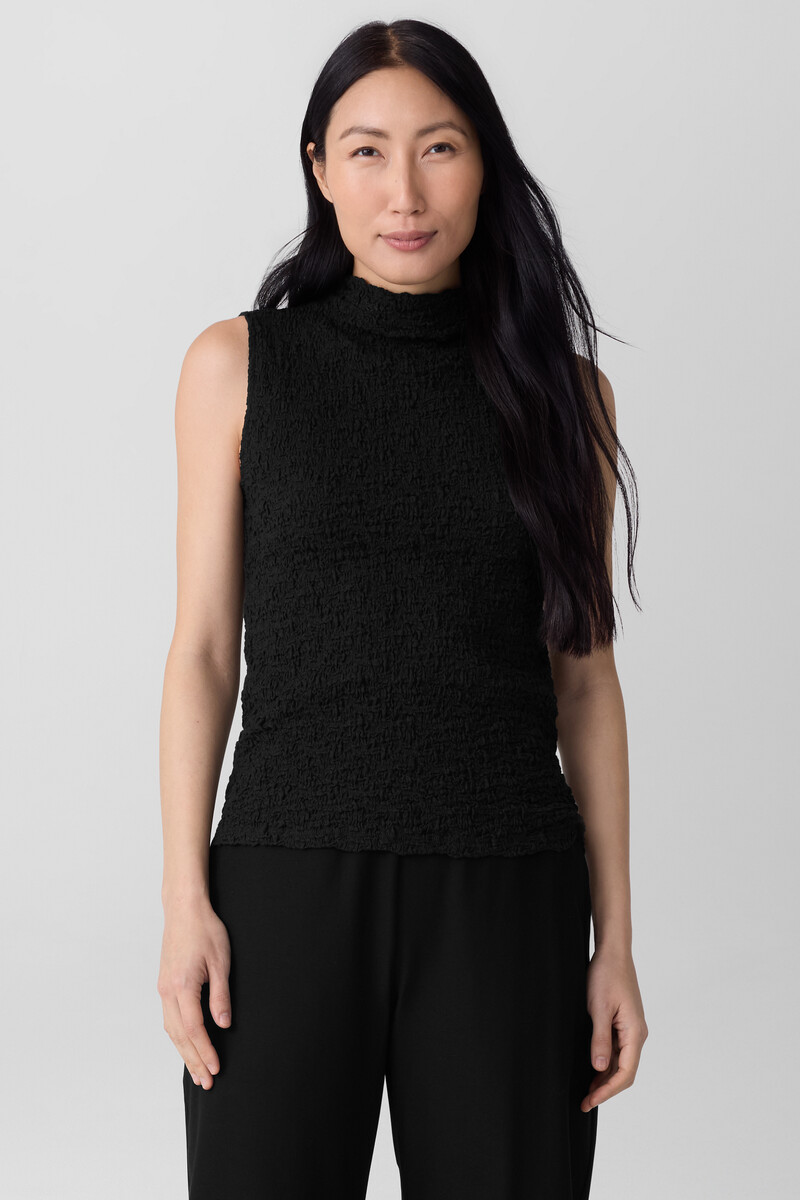 Bubble Jacquard Funnel Neck Top Bubble Jacquard Funnel Neck Top
