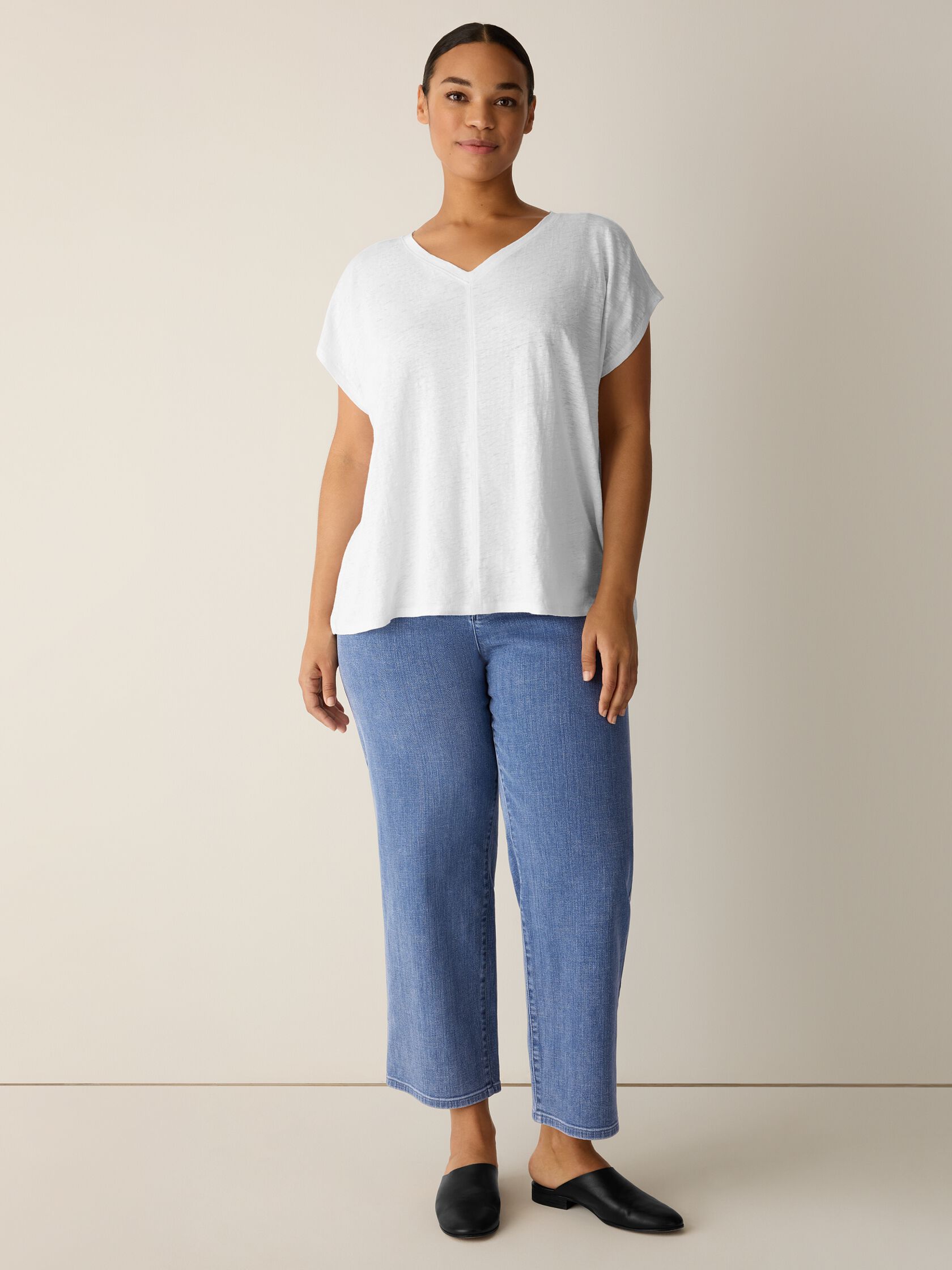 Organic Linen Jersey V-Neck Tee