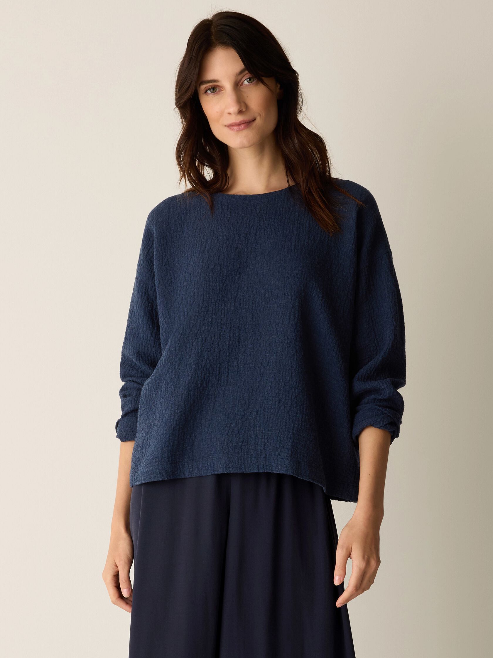 Organic Cotton Doubleweave Round Neck Box-Top