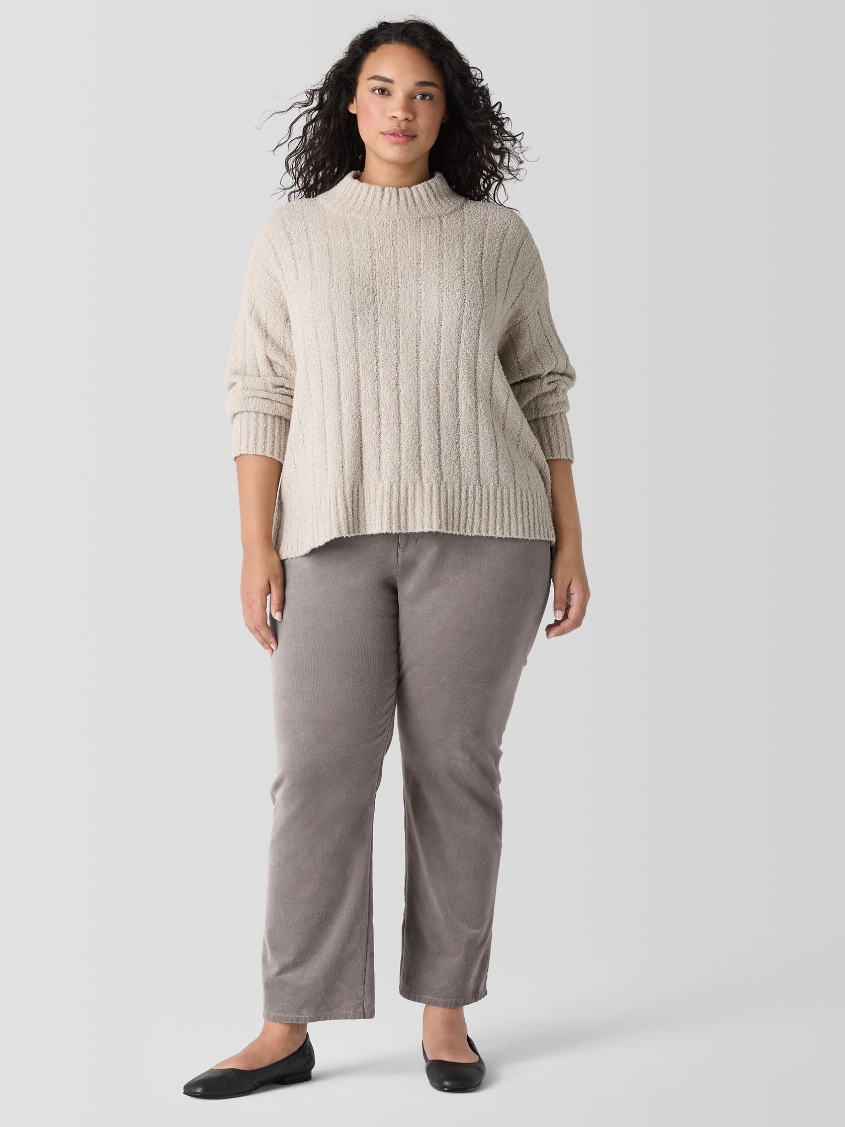 Cotton Fluff Rib Turtleneck Top