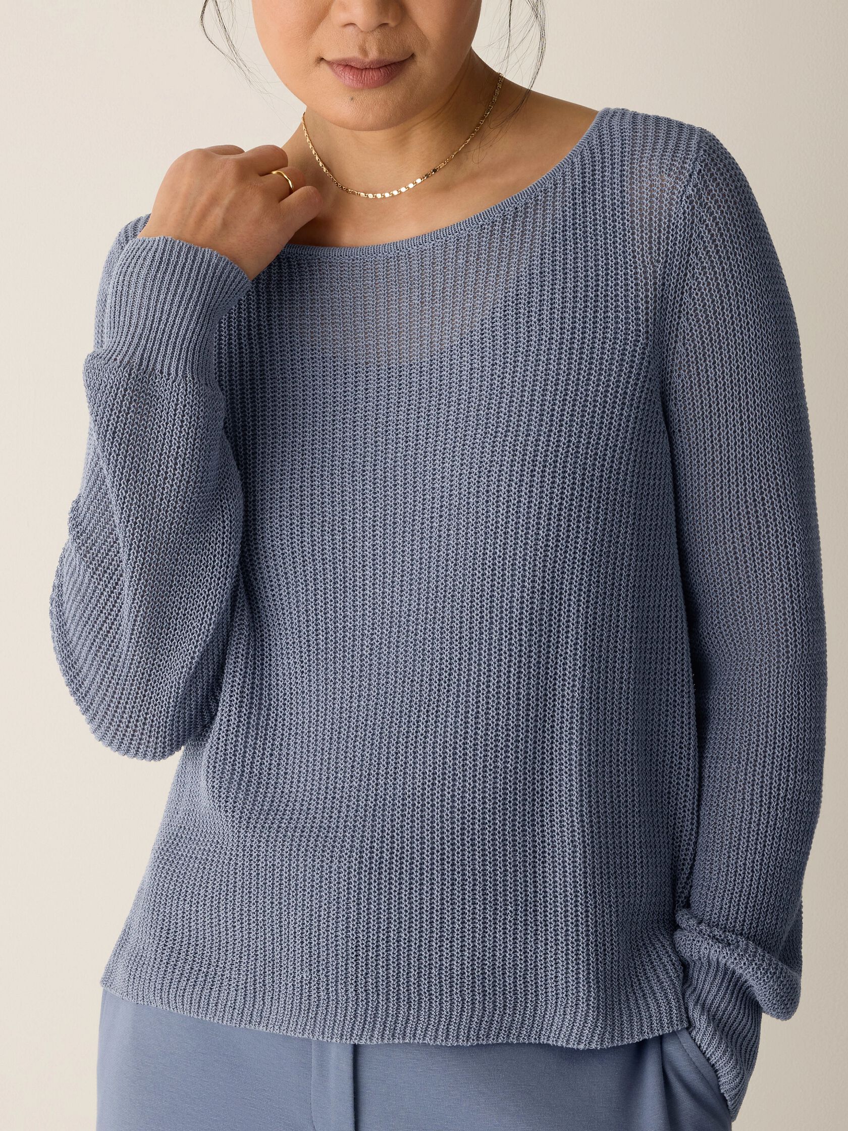 Cotton Silk Cord Ballet Neck Top