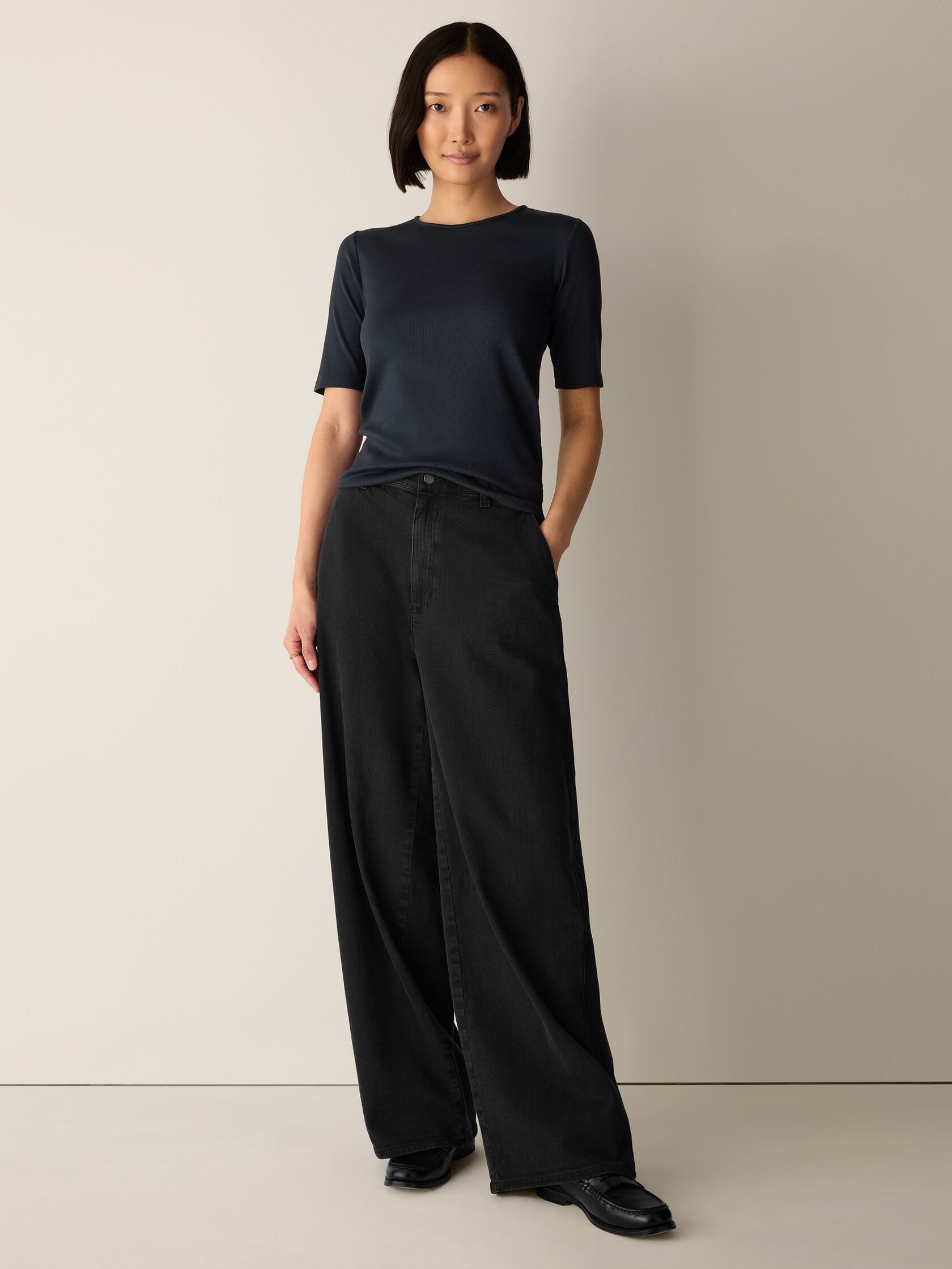 Organic Cotton Stretch Rib Crew Neck Tee