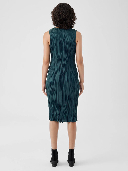 Crushed Cupro V-Neck Dress