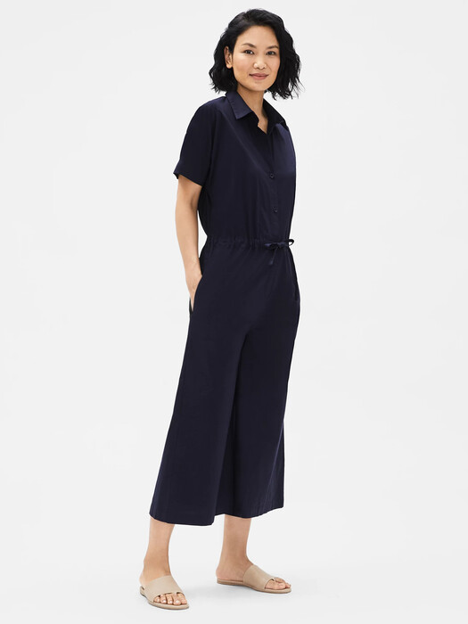 Organic Cotton Poplin Wide-Leg Jumpsuit