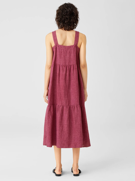 Washed Organic Linen Delave Tiered Dress