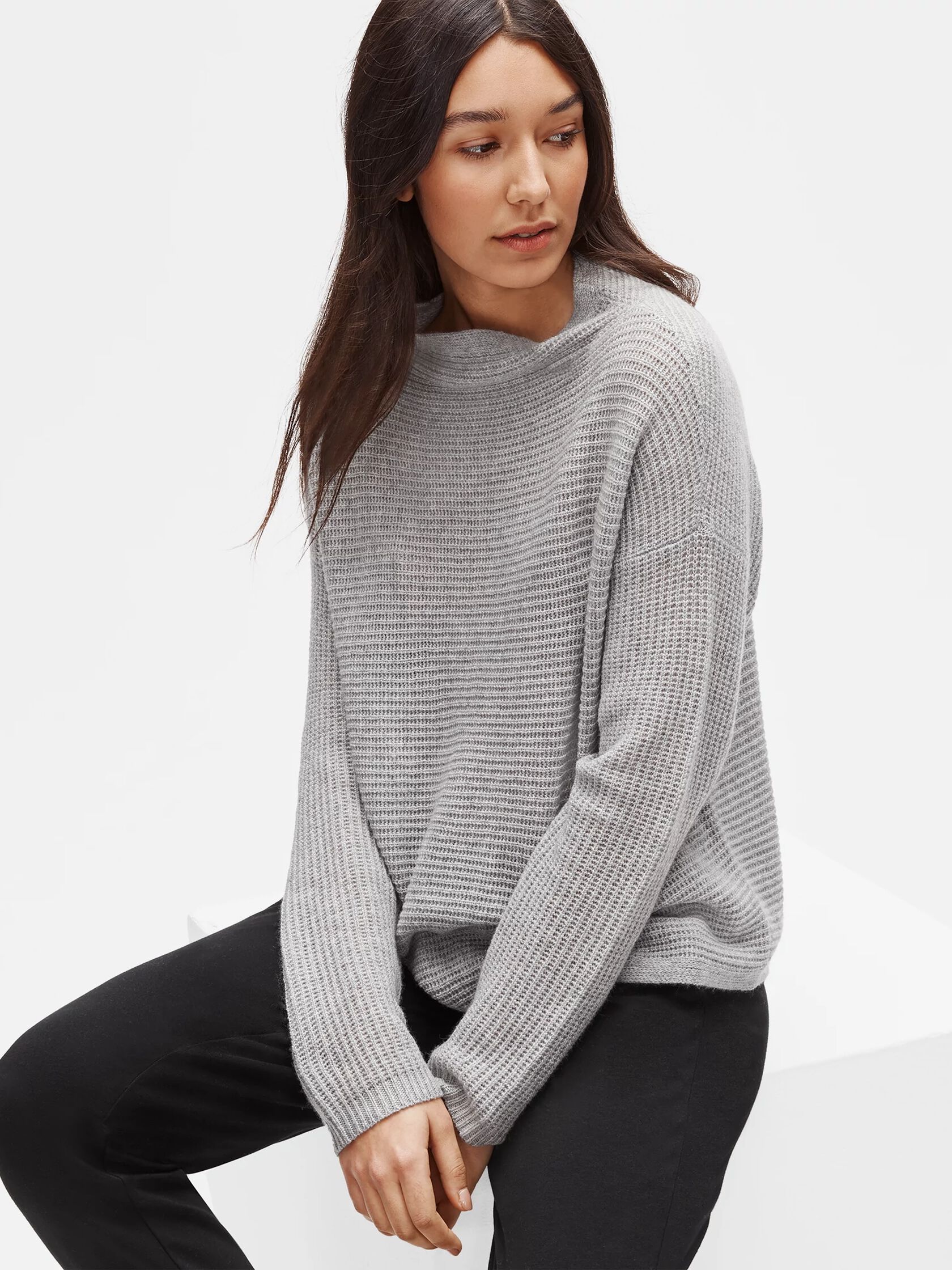 Italian Cashmere Funnel Neck Box-Top