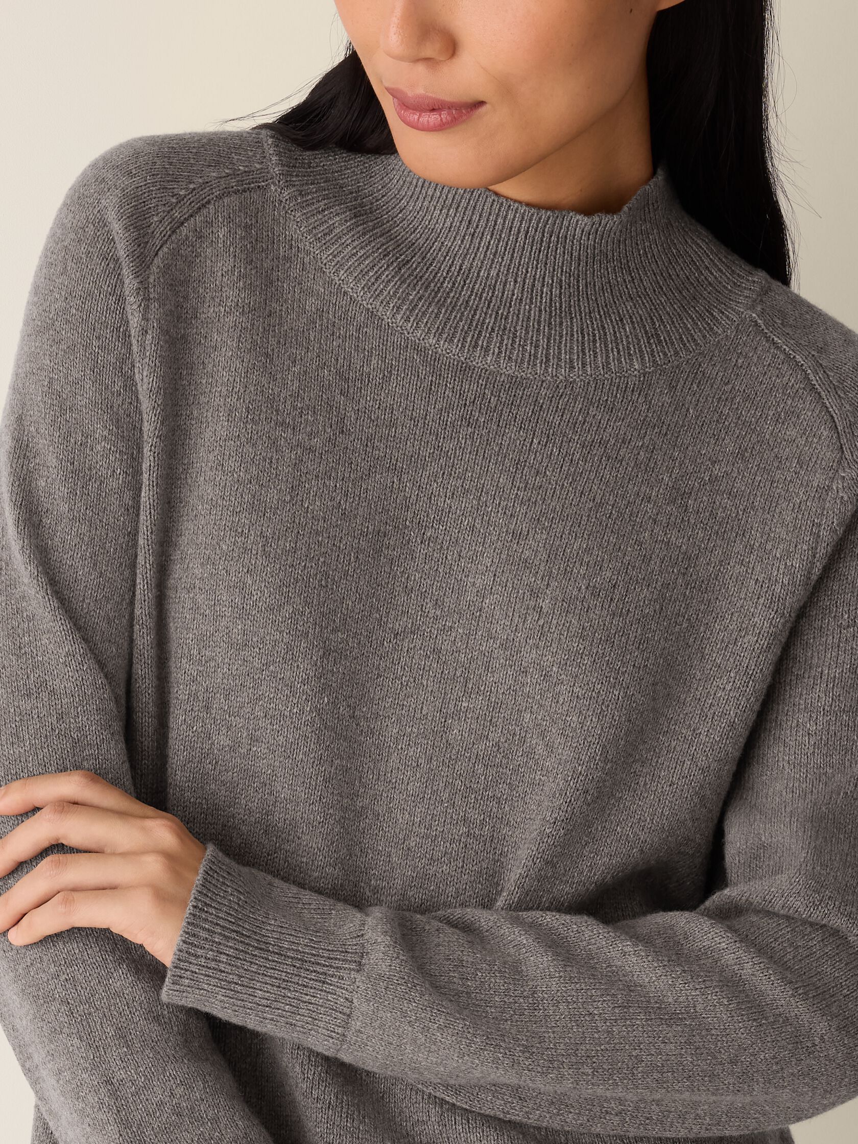 Cotton & Recycled Cashmere Turtleneck Long Top