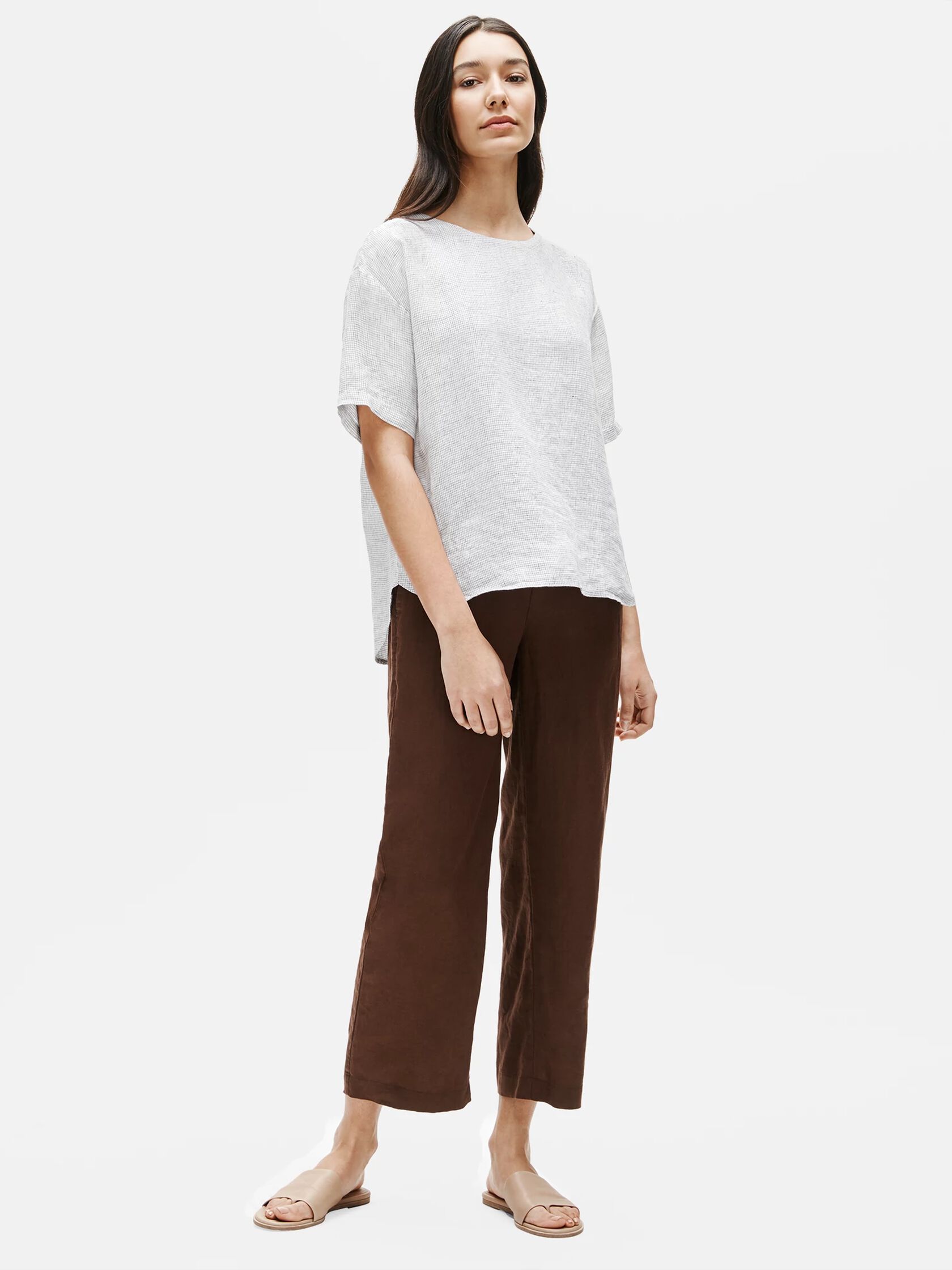 Organic Linen Check Box-Top