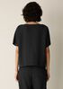 Cotton Blend Stripe Stitch Bateau Neck Top