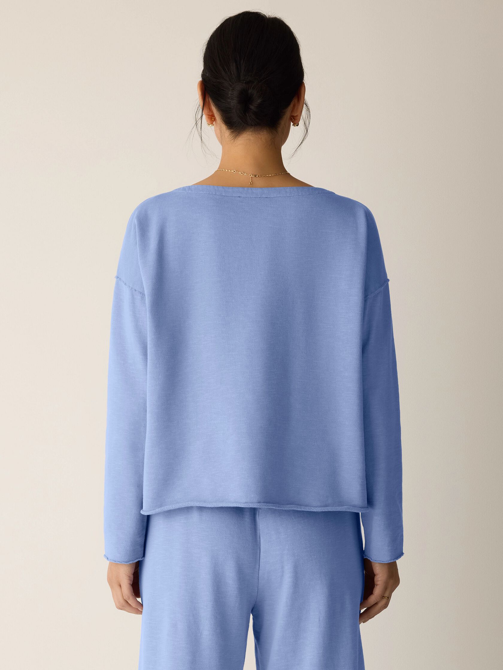 Garment-Dyed Organic Cotton Terry Bateau Neck Box-Top
