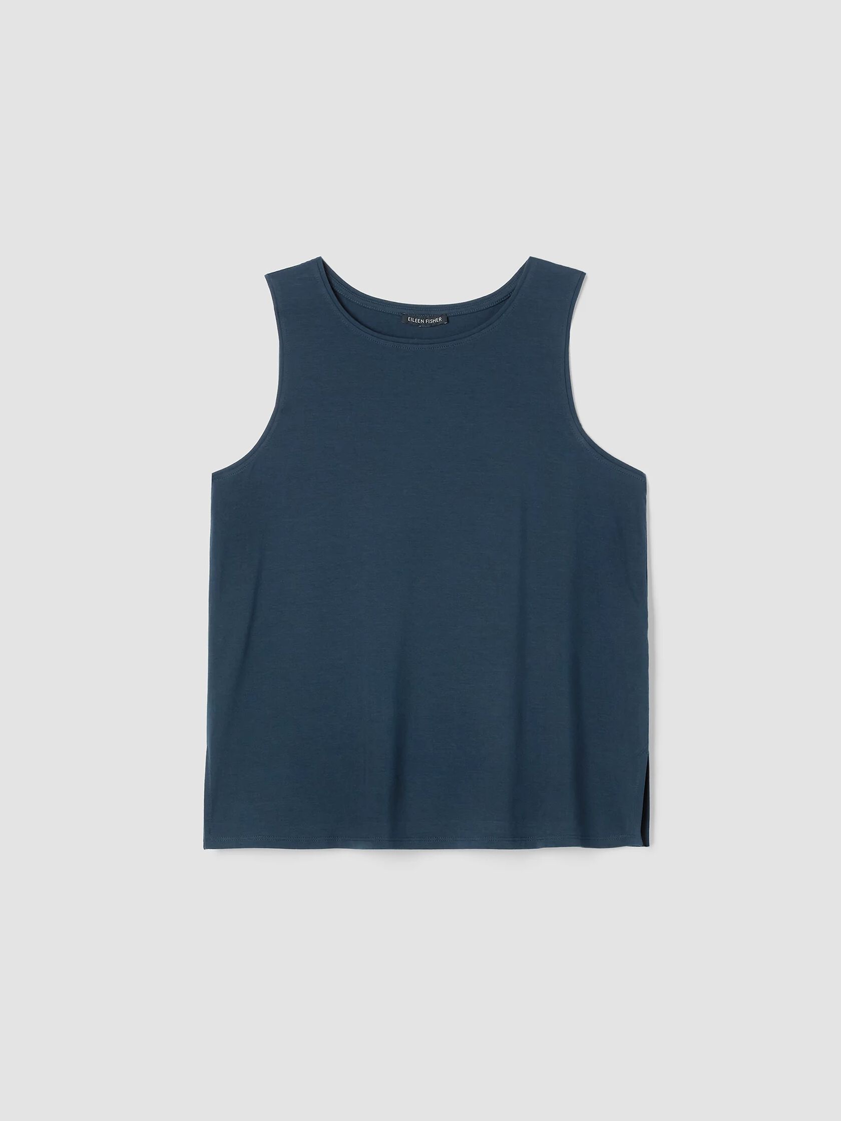 Stretch Jersey Knit Jewel Neck Tank