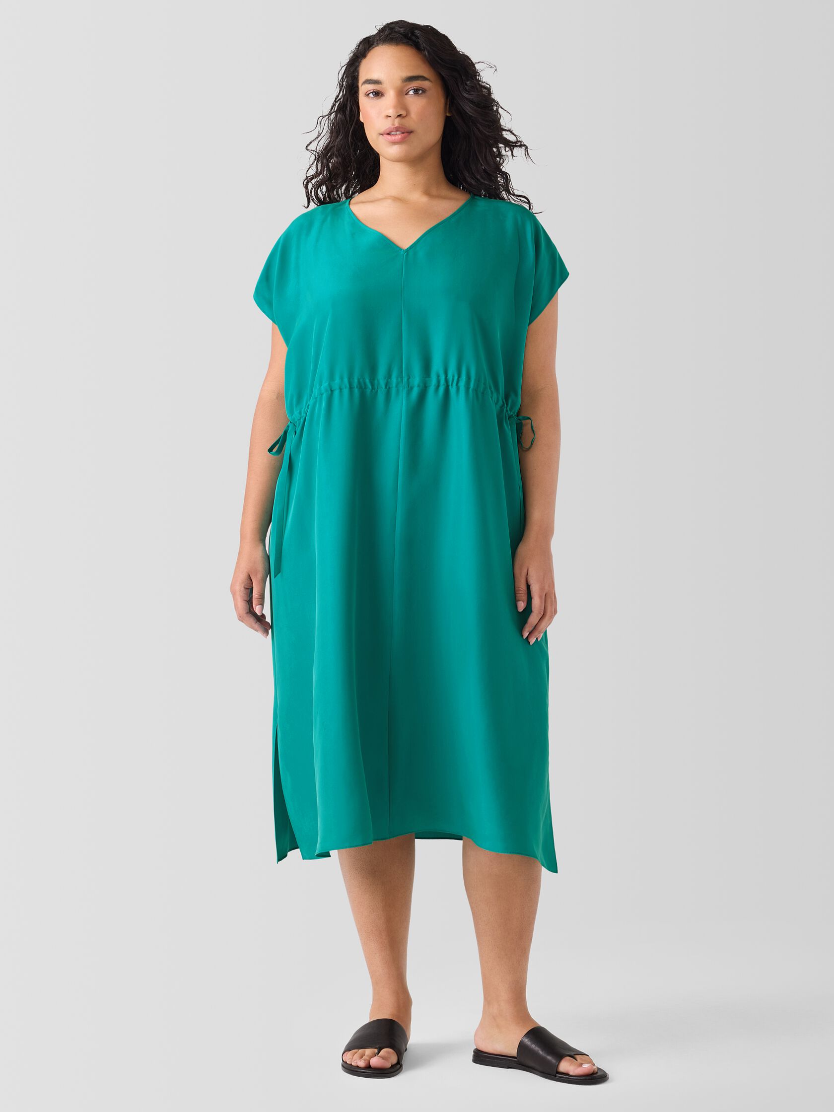 Washed Silk V-Neck Dress