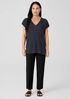 Organic Linen Délavé Rib V-Neck Top