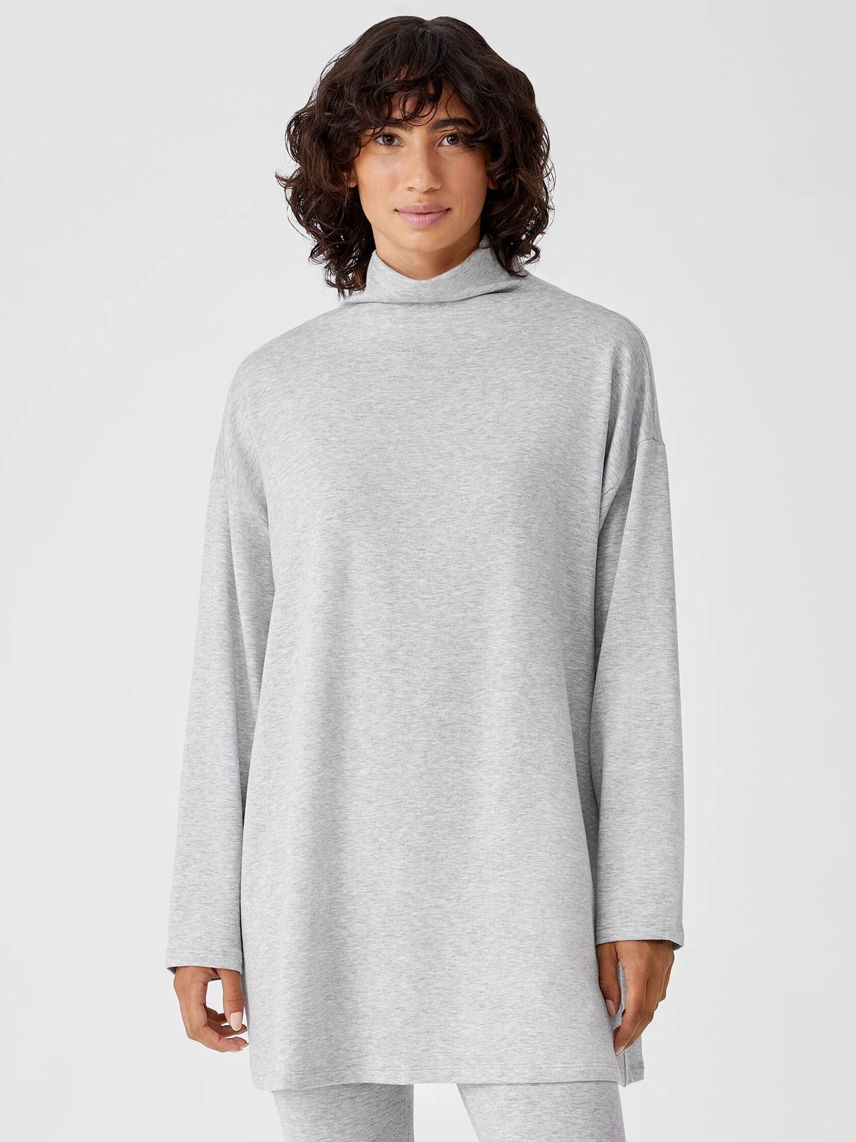 Cozy Brushed Terry Funnel Neck Top