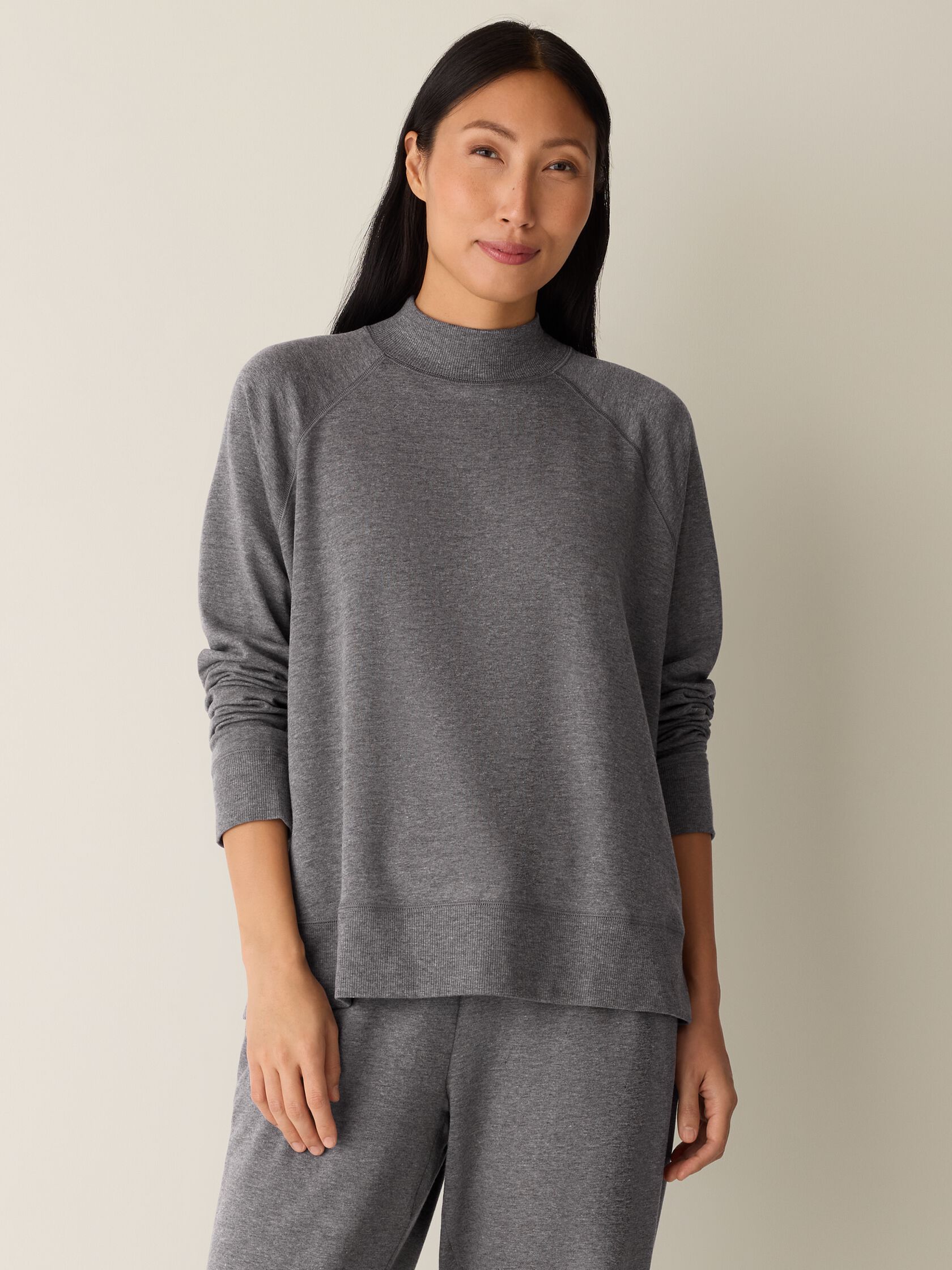Cozy Brushed Terry Hug Mock Neck Top
