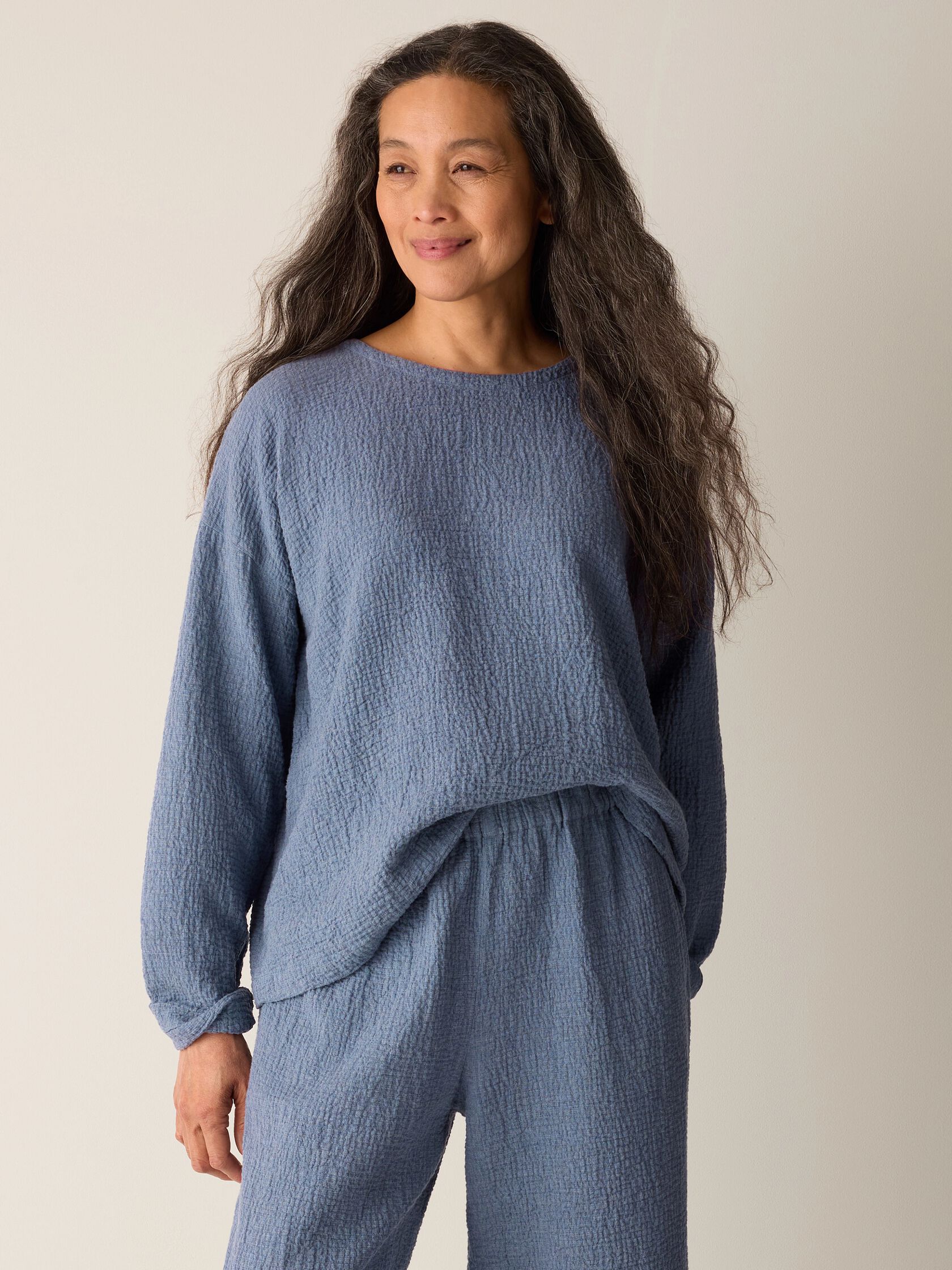 Organic Cotton Doubleweave Round Neck Box-Top