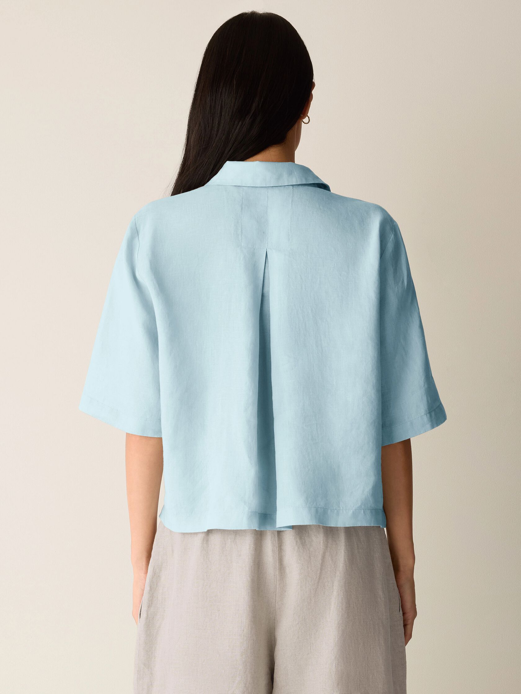 Organic Handkerchief Linen Elbow-Sleeve Shirt