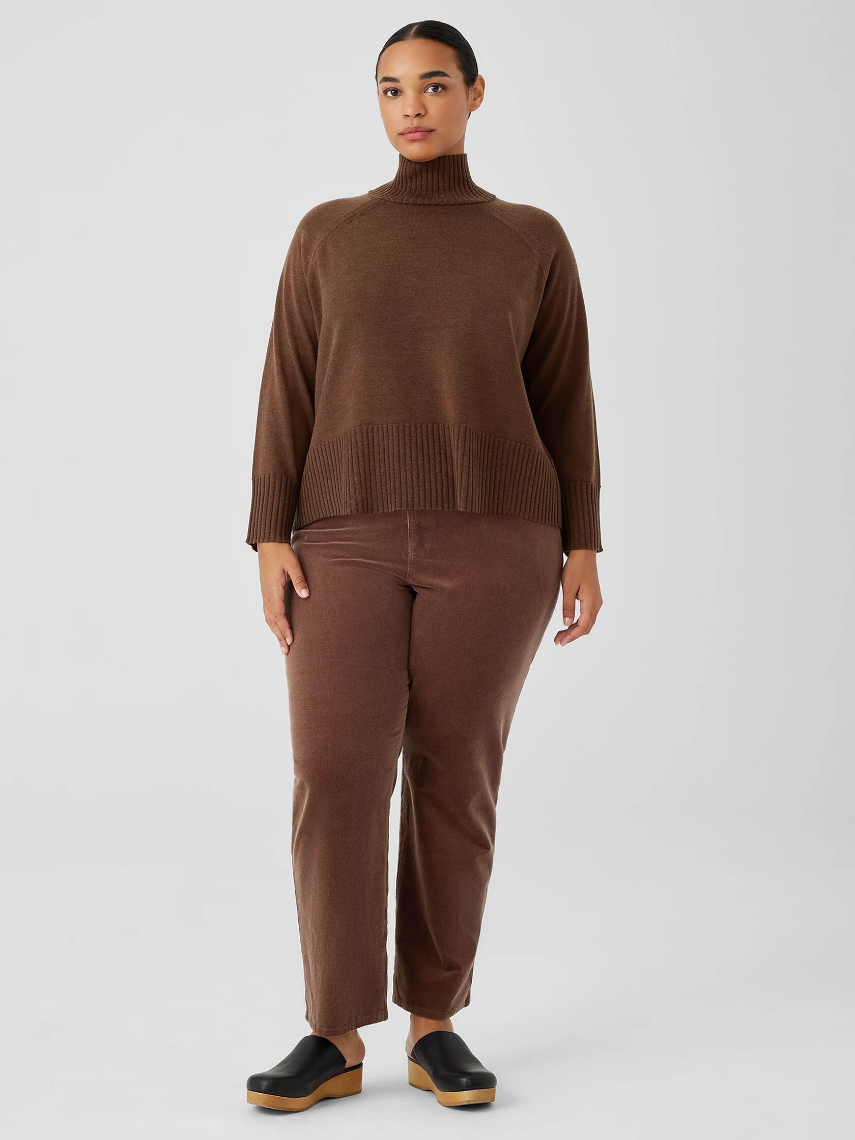 Merino Jersey Turtleneck Top in Regenerative Wool