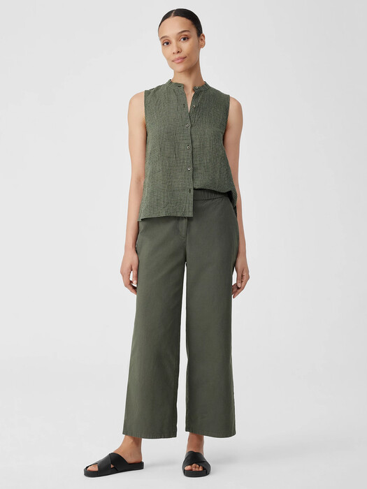 Cotton Hemp Stretch Wide-Leg Pant