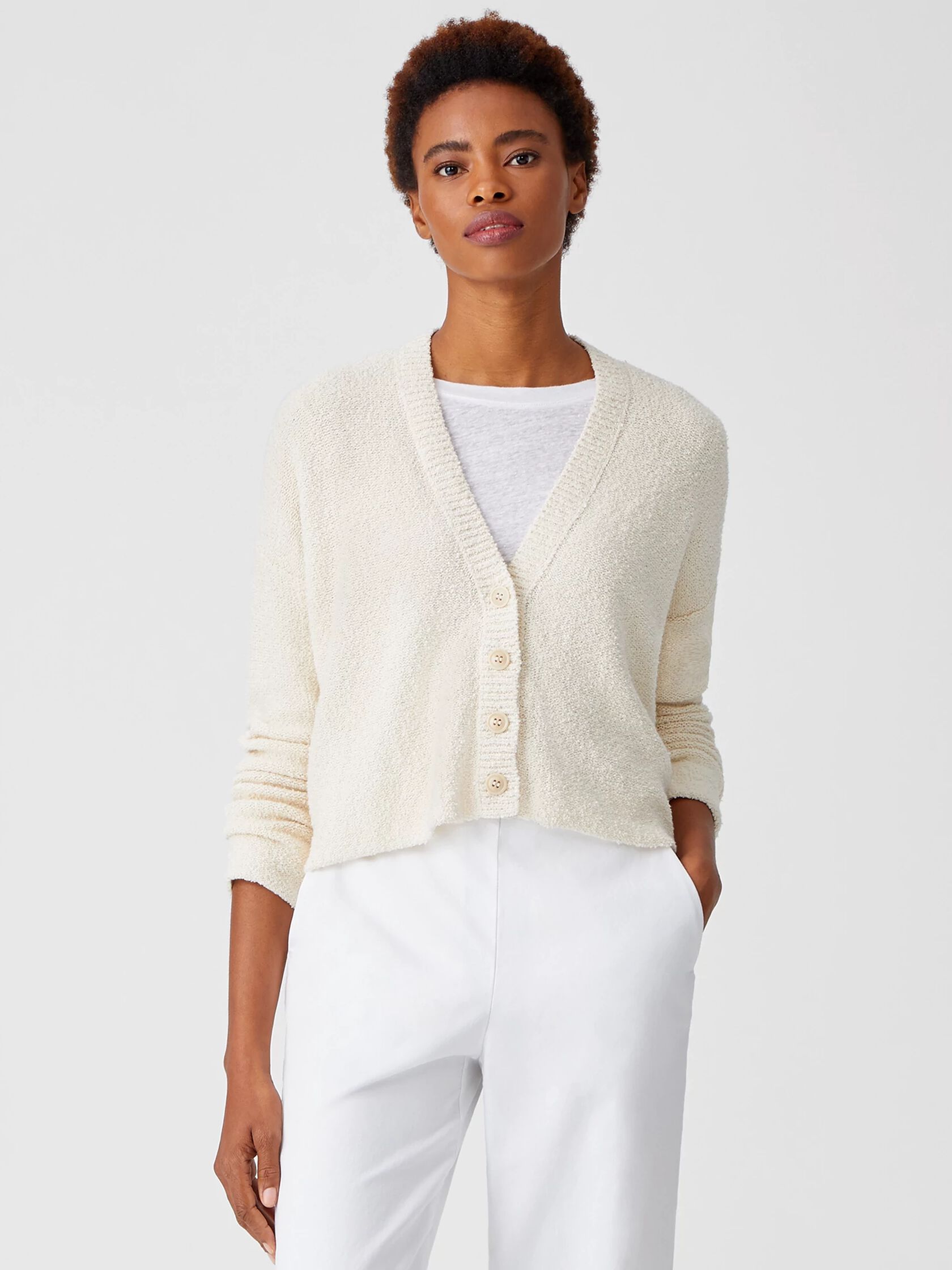 Peruvian Organic Cotton Boucle Cardigan