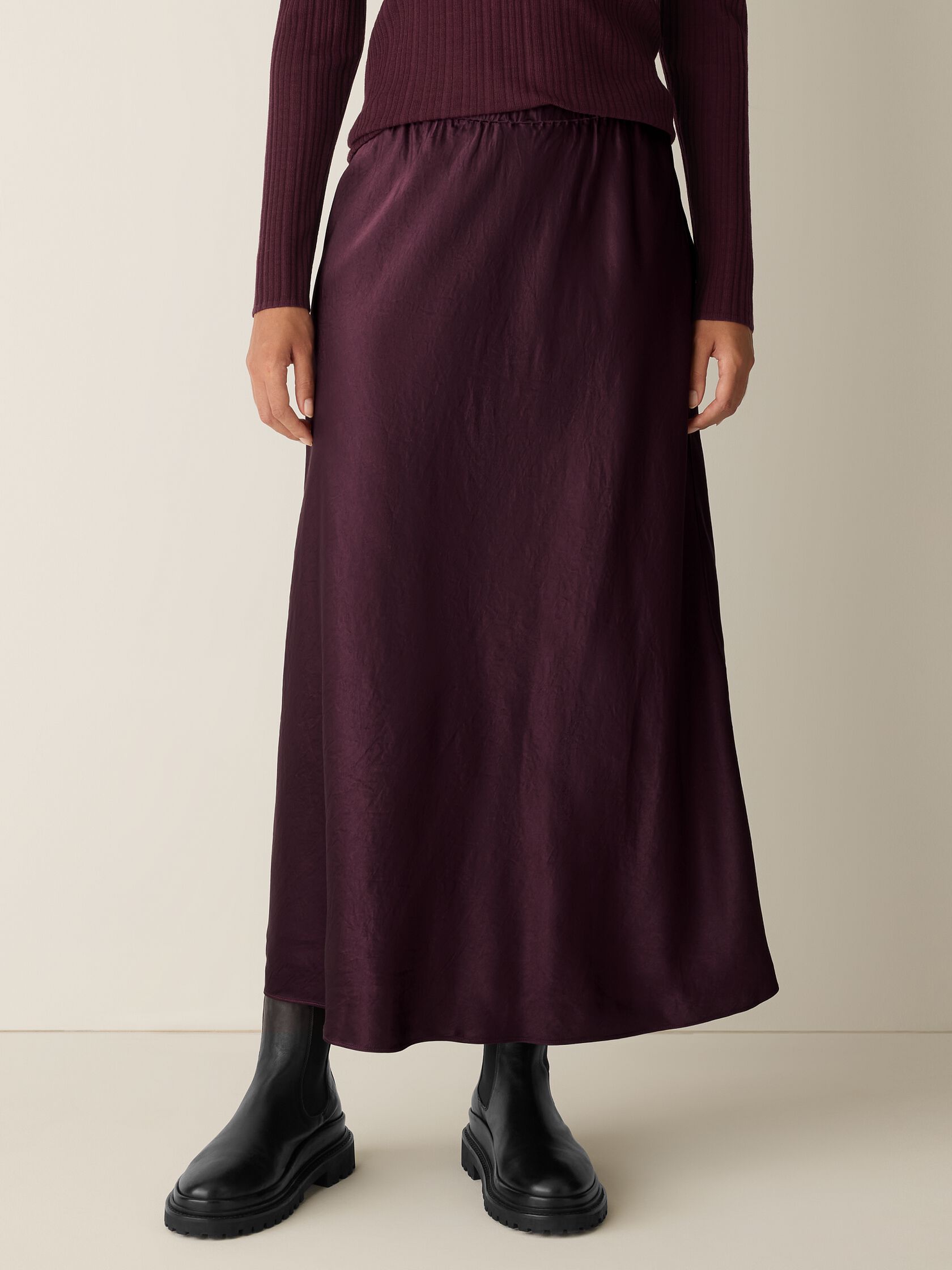 Textured Satin Slip Skirt