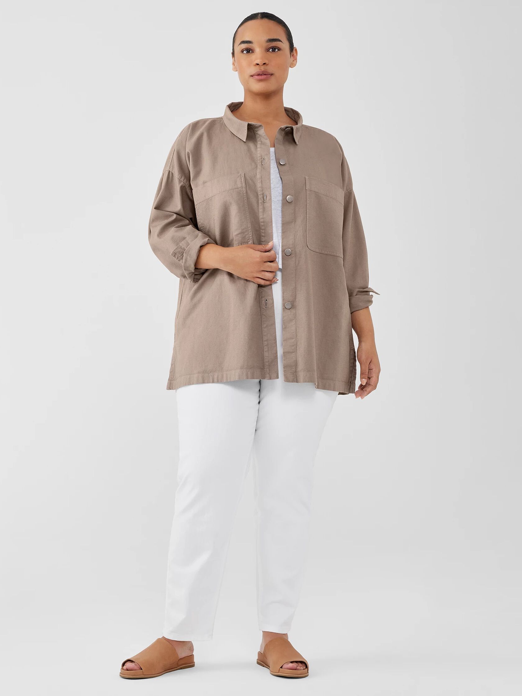 Cotton Hemp Stretch Shirt Jacket